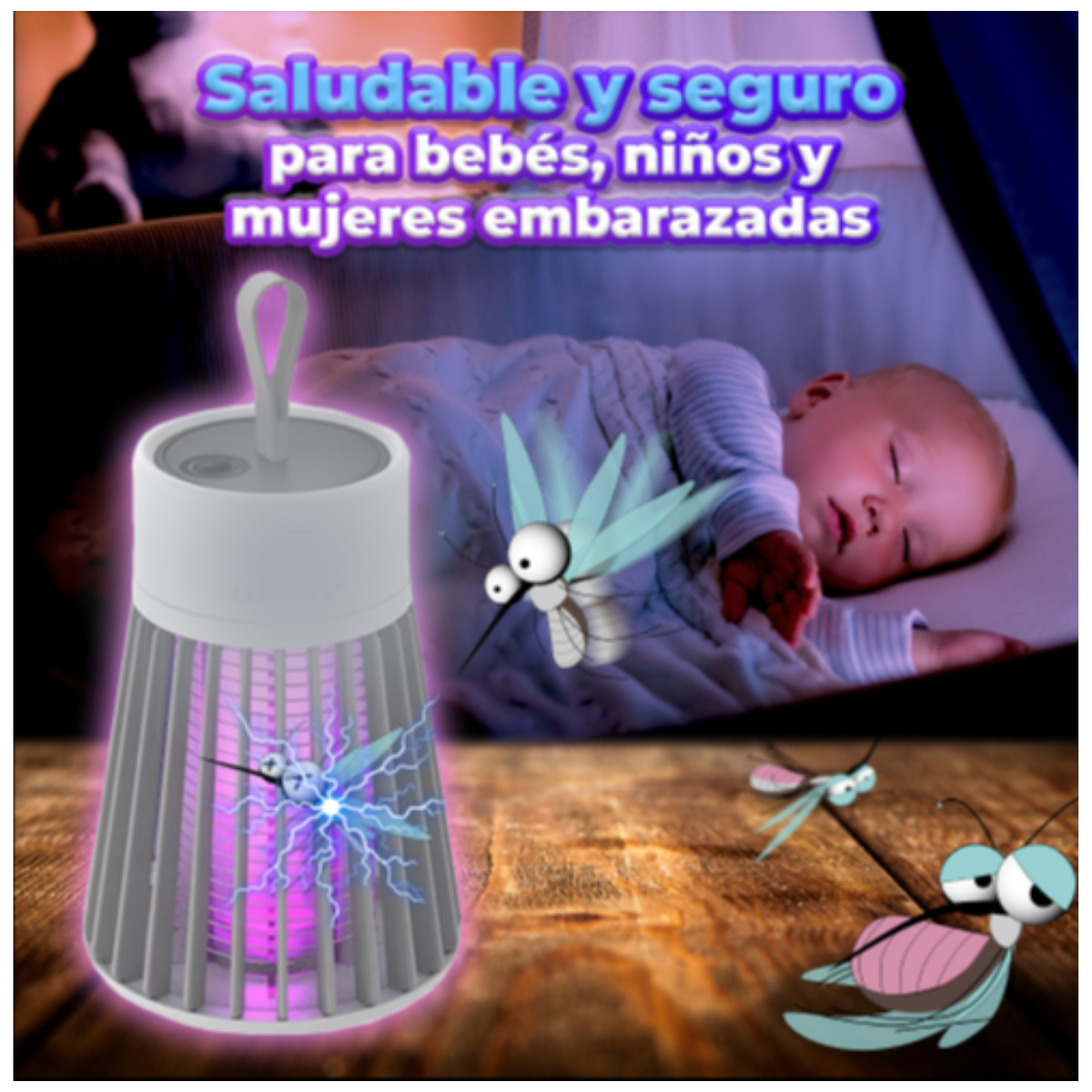 Foto 2 | Lámpara Eléctrica Mata Mosquitos Con Luz Led Para Interior Y Exterior