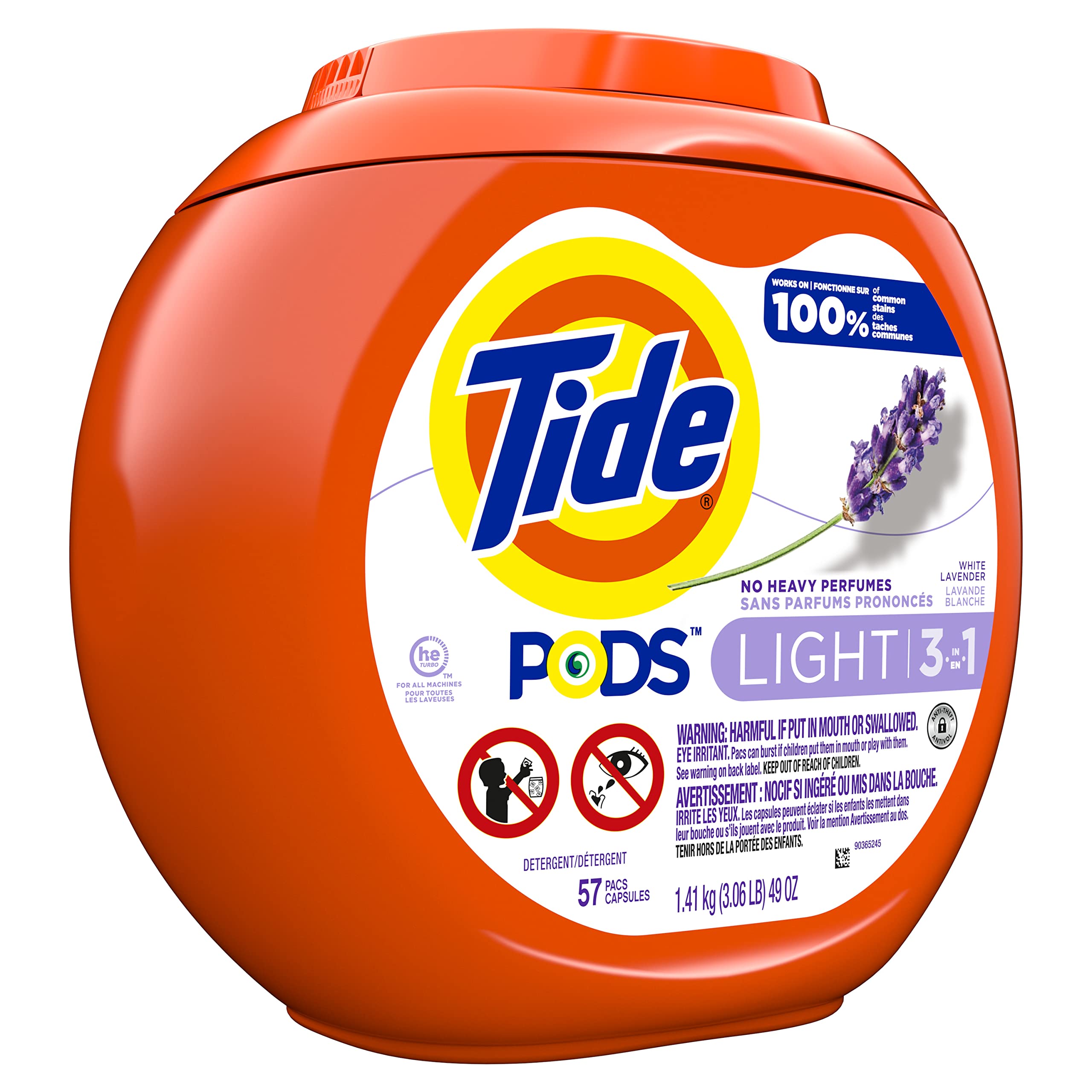 Foto 5 pulgar | Detergente Para Ropa Tide Pods Light, 57 Paquetes, Aroma A Lavanda Blanca - Venta Internacional.