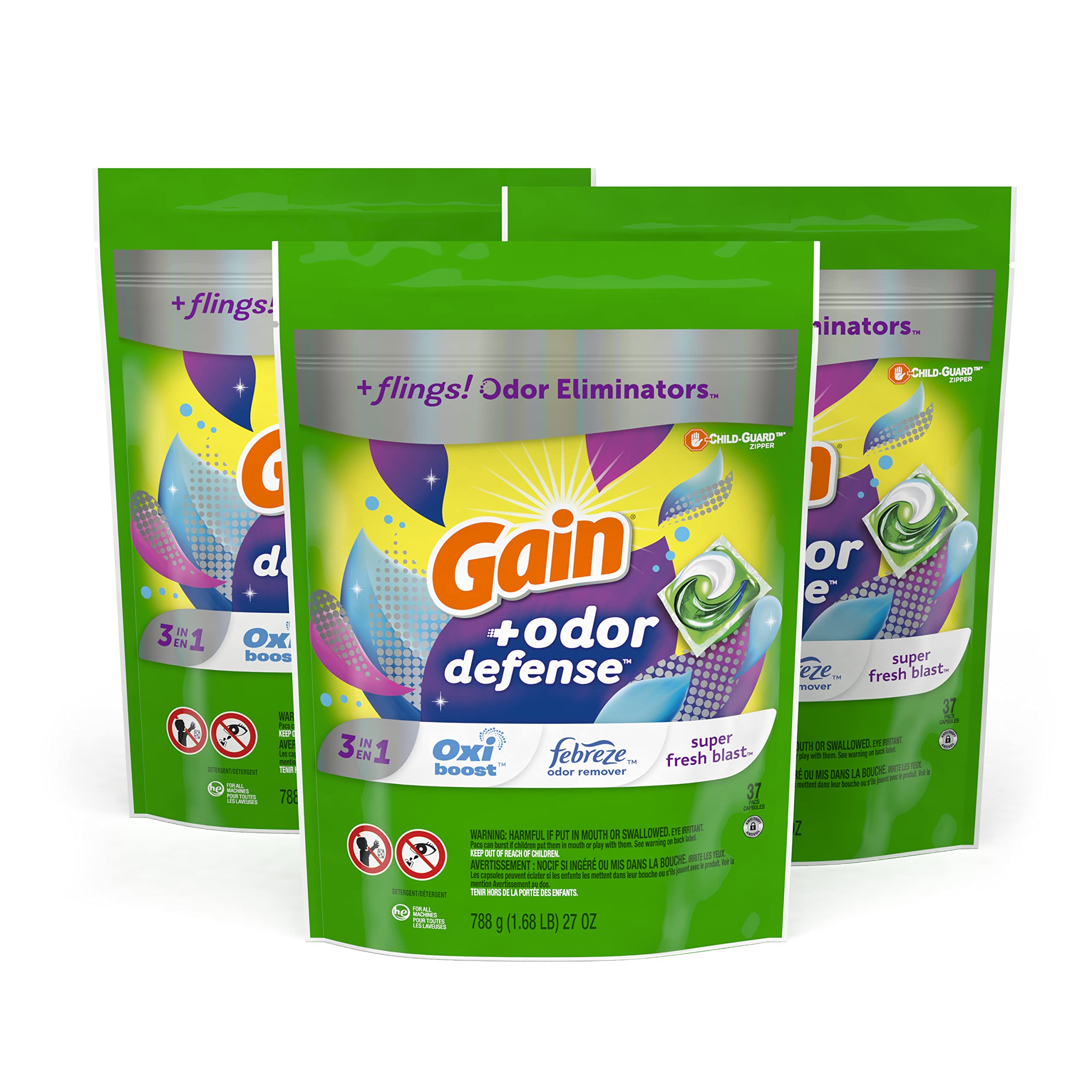 Foto 2 pulgar | Detergente Y Jabón Para Ropa Gain Flings Super Fresh, 111 Unidades - Venta Internacional.