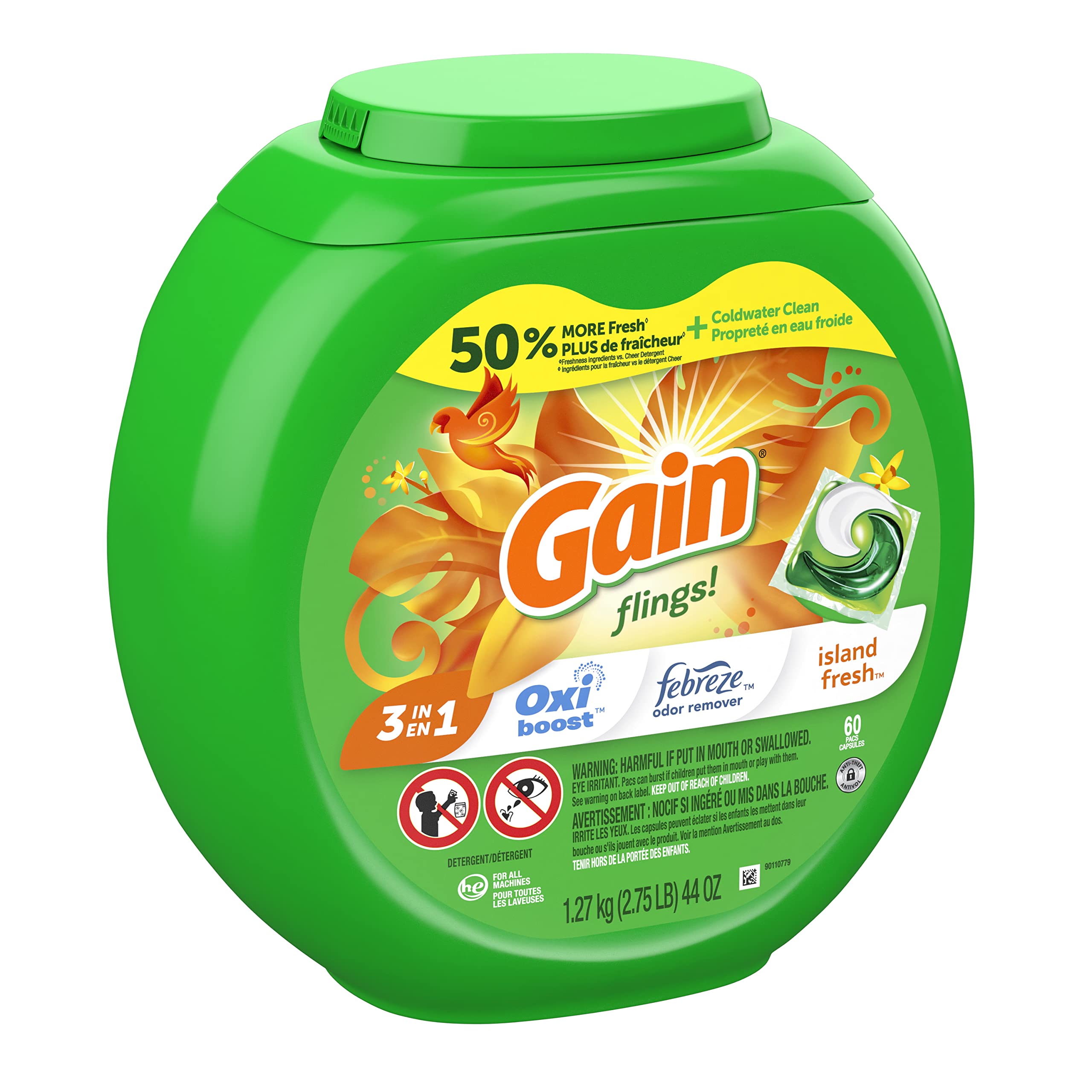 Foto 4 pulgar | ¡paquetes De Jabón Y Detergente Para Ropa Gain Flings! ¡el Island Fresh De 60 Quilates - Venta Internacional.