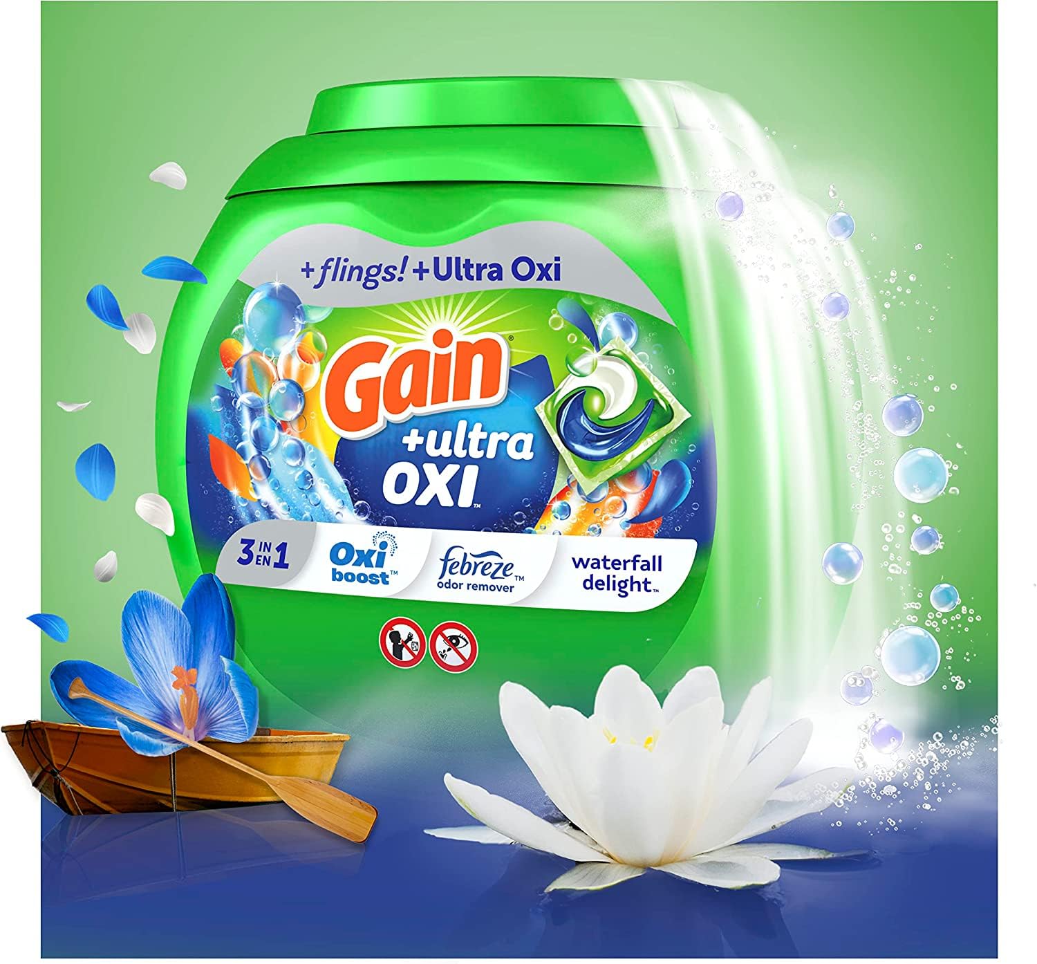 Foto 7 | Detergente Para Ropa Pacs Gain Flings Ultra Oxi, 60 Unidades - Venta Internacional.
