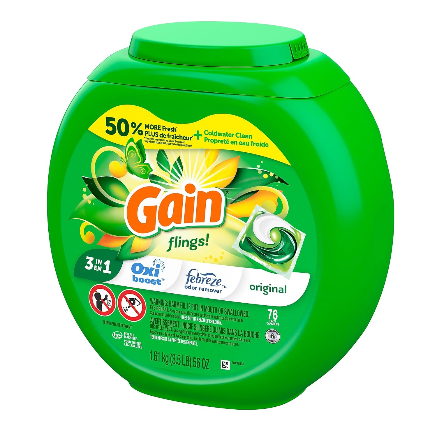Foto 4 pulgar | Detergente Y Jabón Para Ropa Gain Flings Original, 76 Unidades - Venta Internacional.