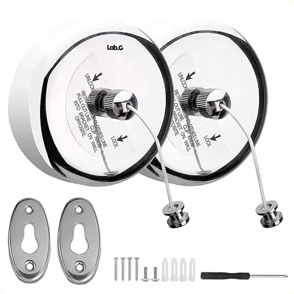 2pcs Tendedero De Ropa Retráctil Carrete Plata Brillante $516
