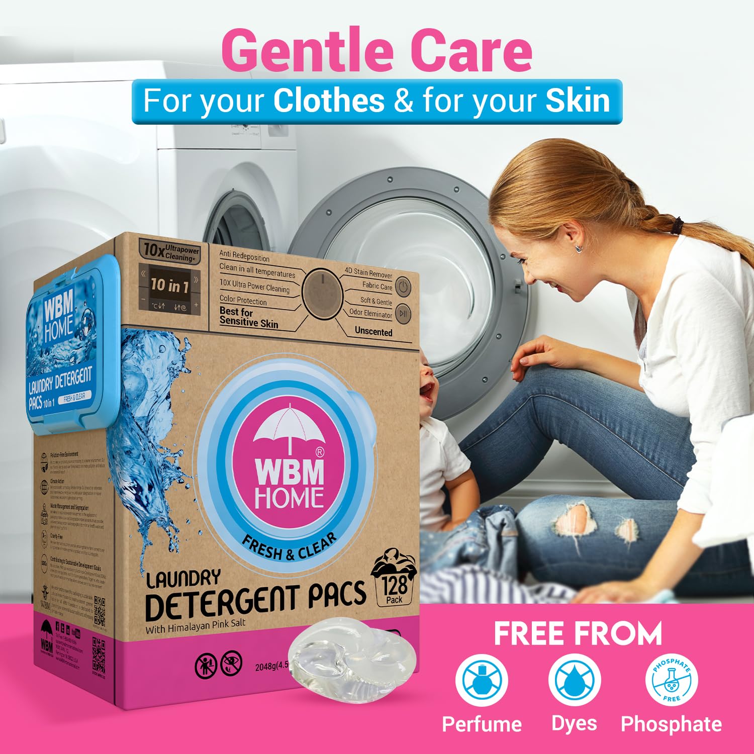 Foto 4 pulgar | Detergente En Cápsulas Wbm Home Fresh & Clear, 128 Unidades - Venta Internacional.