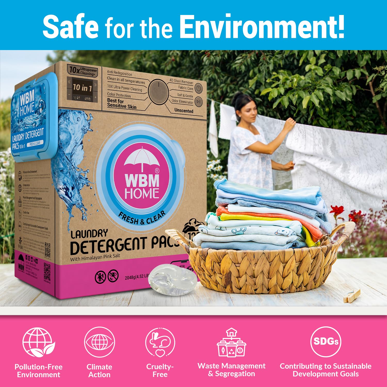 Foto 5 pulgar | Detergente En Cápsulas Wbm Home Fresh & Clear, 128 Unidades - Venta Internacional.