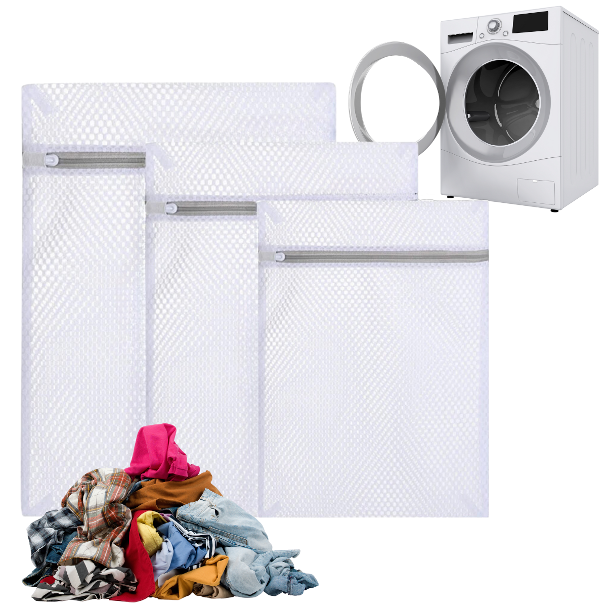 Foto 1 | Set 3 Bolsa Lavar Ropa Blanco Malla Transpirable Lavadora