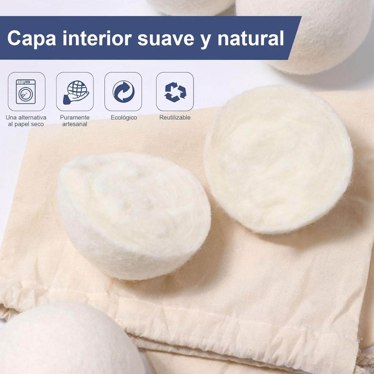 Foto 7 | 6 Bolas De Lana Lavandería Lavar Y Secar Ropa Reusables