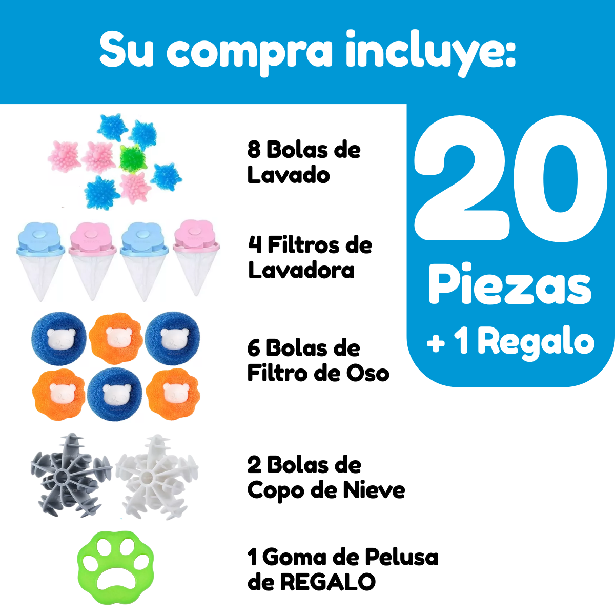 Foto 3 pulgar | Filtro Reutilizable para Lavadora Bolas Secadora 20 Piezas