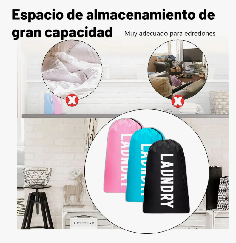 Foto 5 pulgar | Bolsa De Almacenamiento De Ropa Sucia Grande Lavandería 3pc