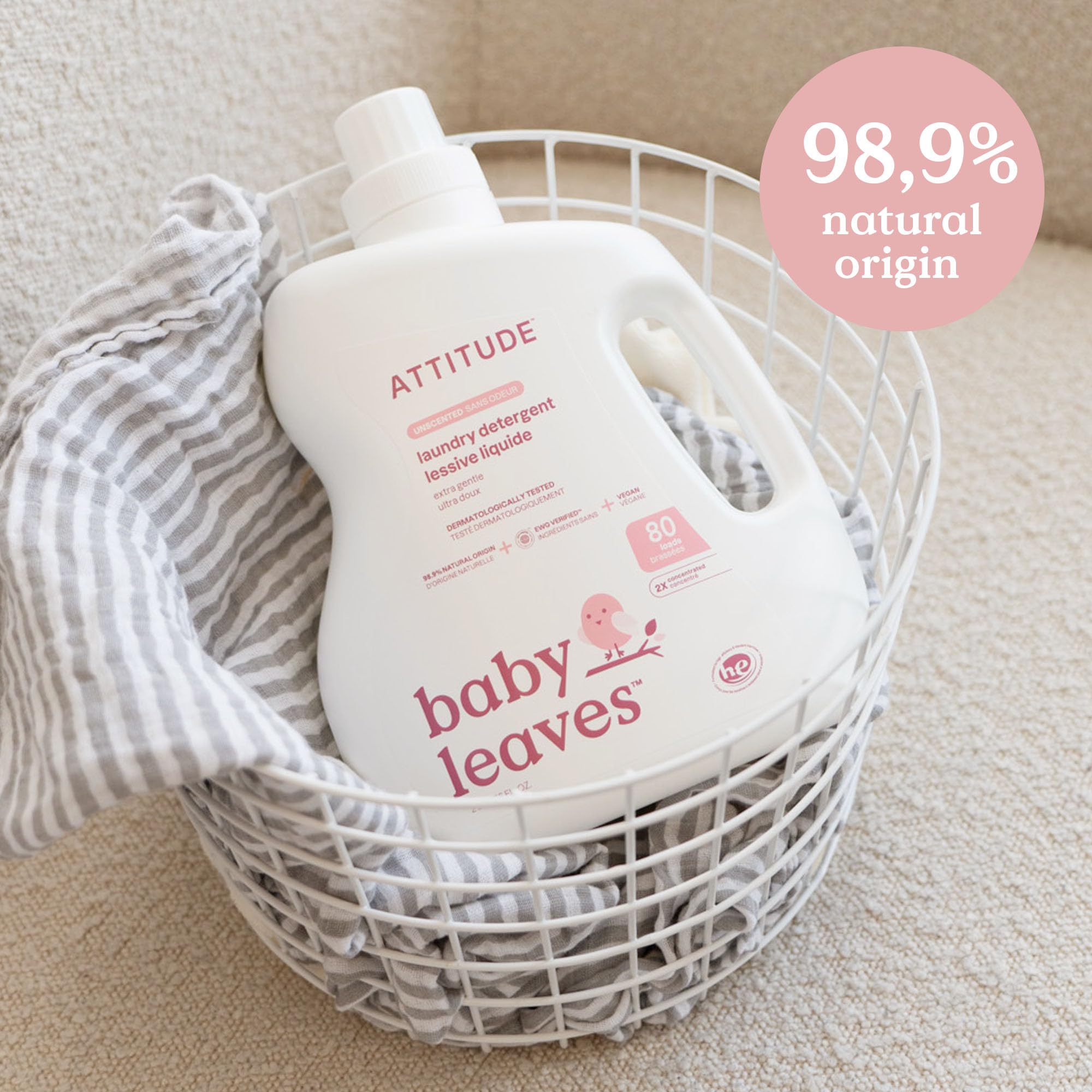 Foto 4 pulgar | Detergente Para Ropa Attitude Baby Liquid, 2 Litros, 80 Cargas, Sin Perfume - Venta Internacional.