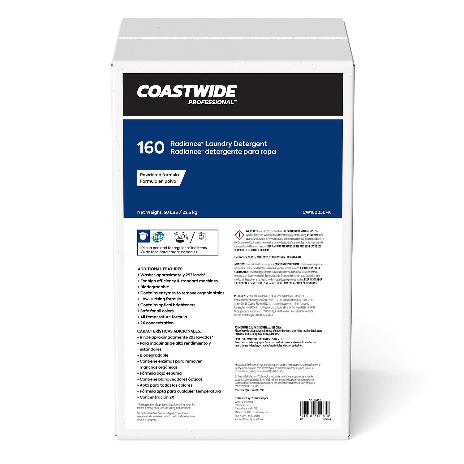 Foto 1 | Detergente Para Ropa Staples Coastwide Radiance Citrus Scent 22,68 Kg - Venta Internacional.