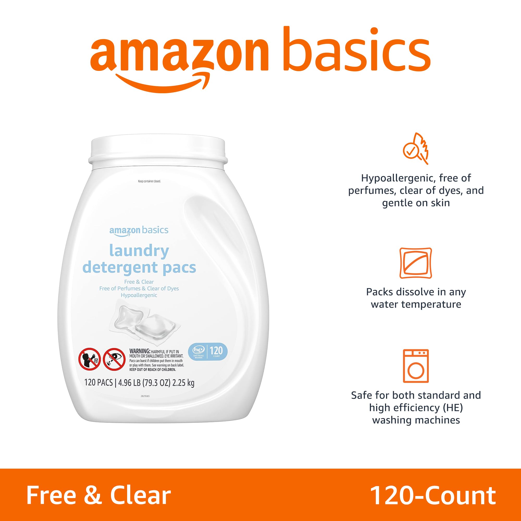 Foto 3 pulgar | Detergente para Ropa Amazon Basics Hipoalergénico 1 Bote con 120 Piezas - Venta Internacional