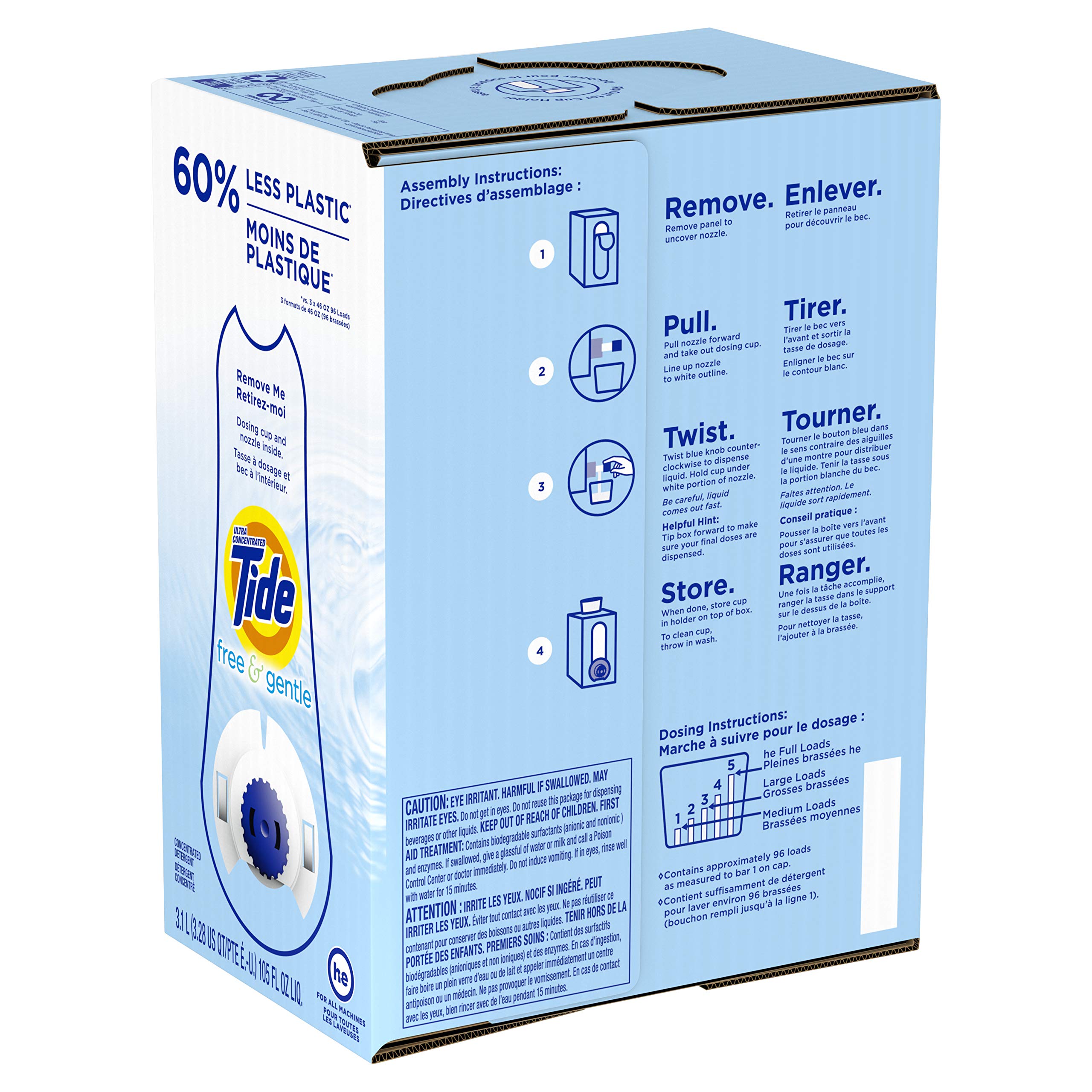 Foto 3 pulgar | Detergente Para Ropa Tide Free And Gentle Eco-box, 2.72 L, 96 Cargas - Venta Internacional.