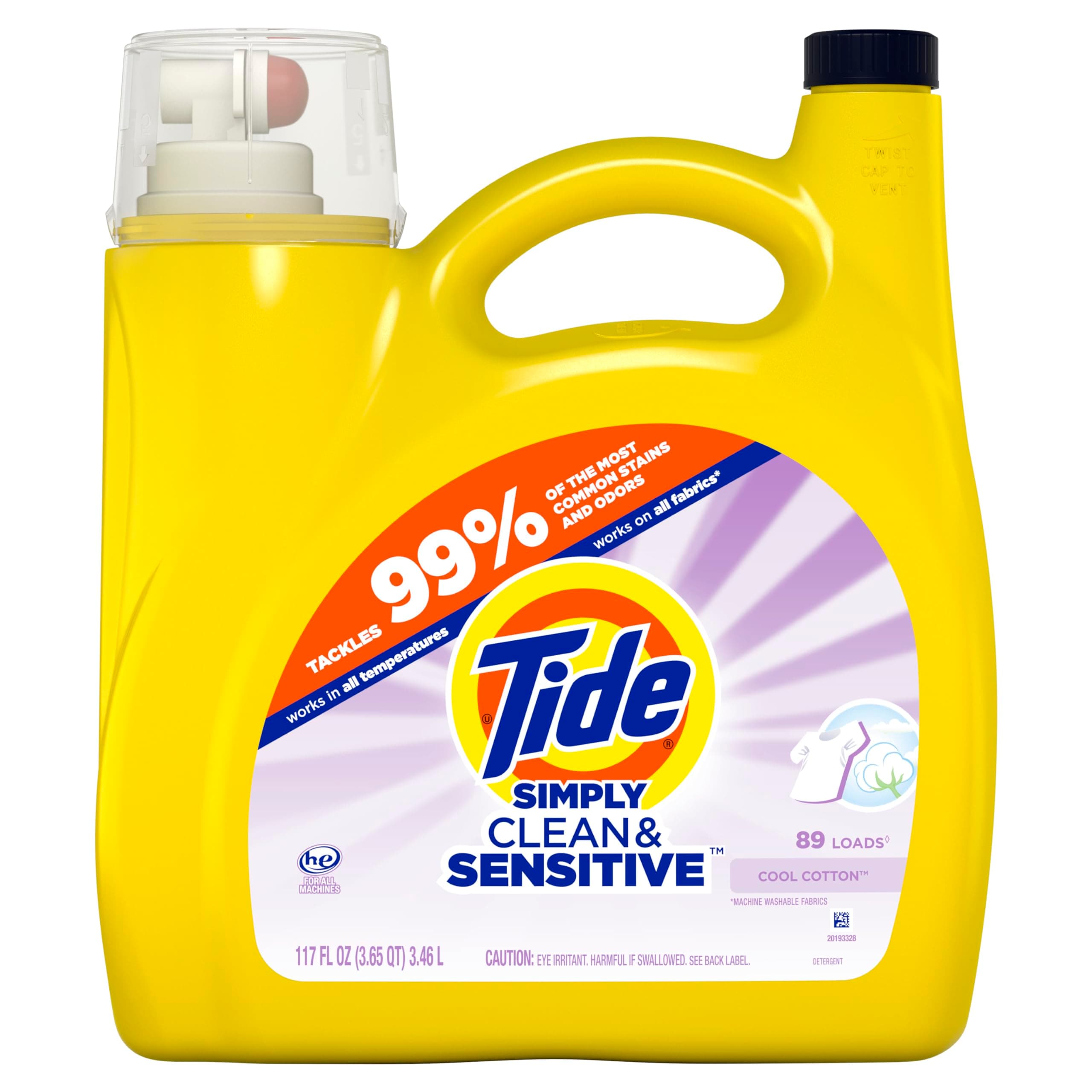 Detergente Para Ropa Tide Simply Clean & Sensitive, 3,47 L, 89 Cargas - Venta Internacional. $756