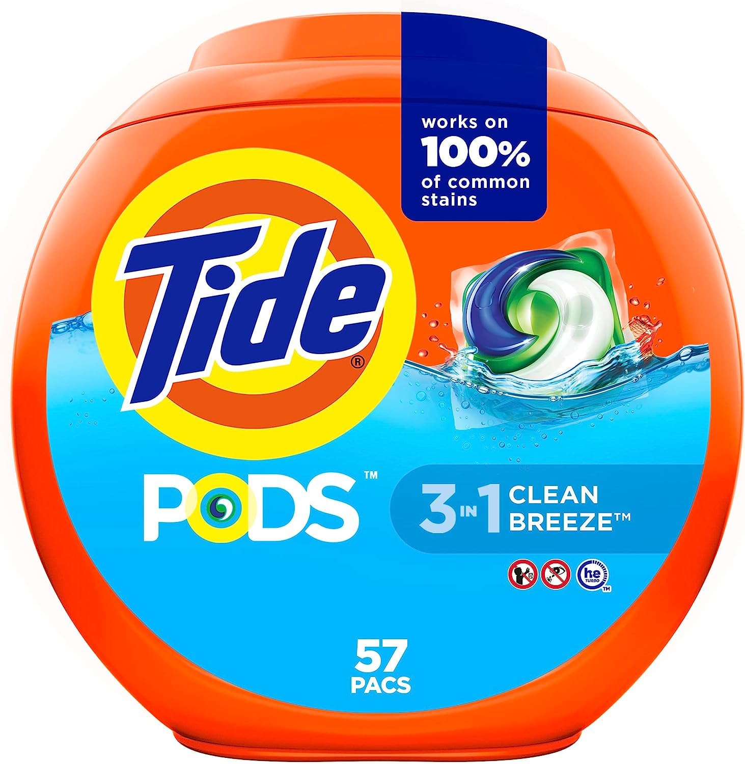 Detergente Para Ropa Tide Pods Clean Breeze, 57 Paquetes, 1,36 L - Venta Internacional. $727