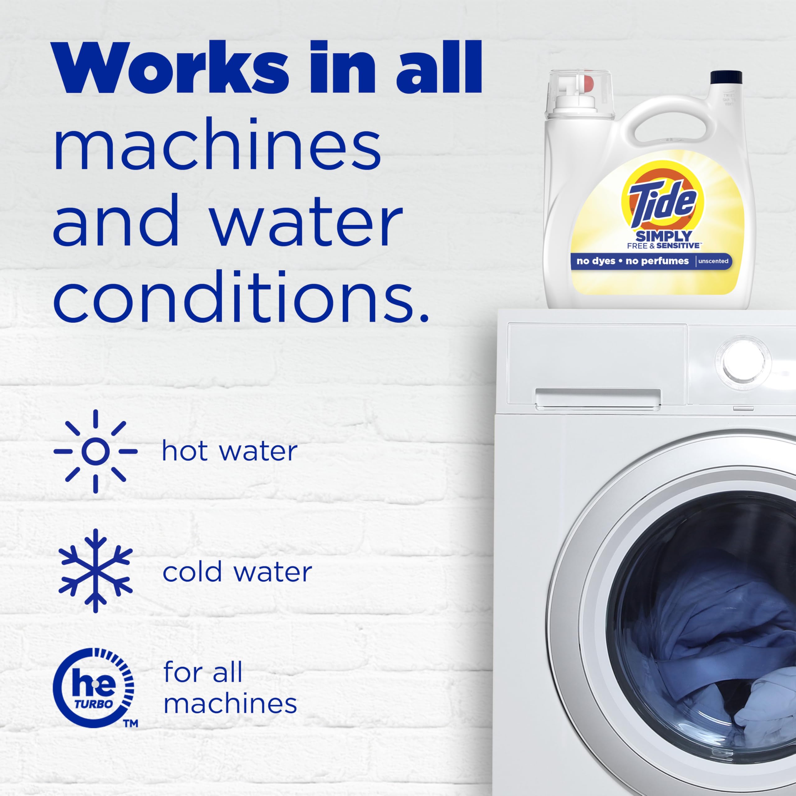 Foto 5 pulgar | Detergente Para Ropa Tide Simply Free & Sensitive, 2,75 L, 89 Cargas - Venta Internacional.