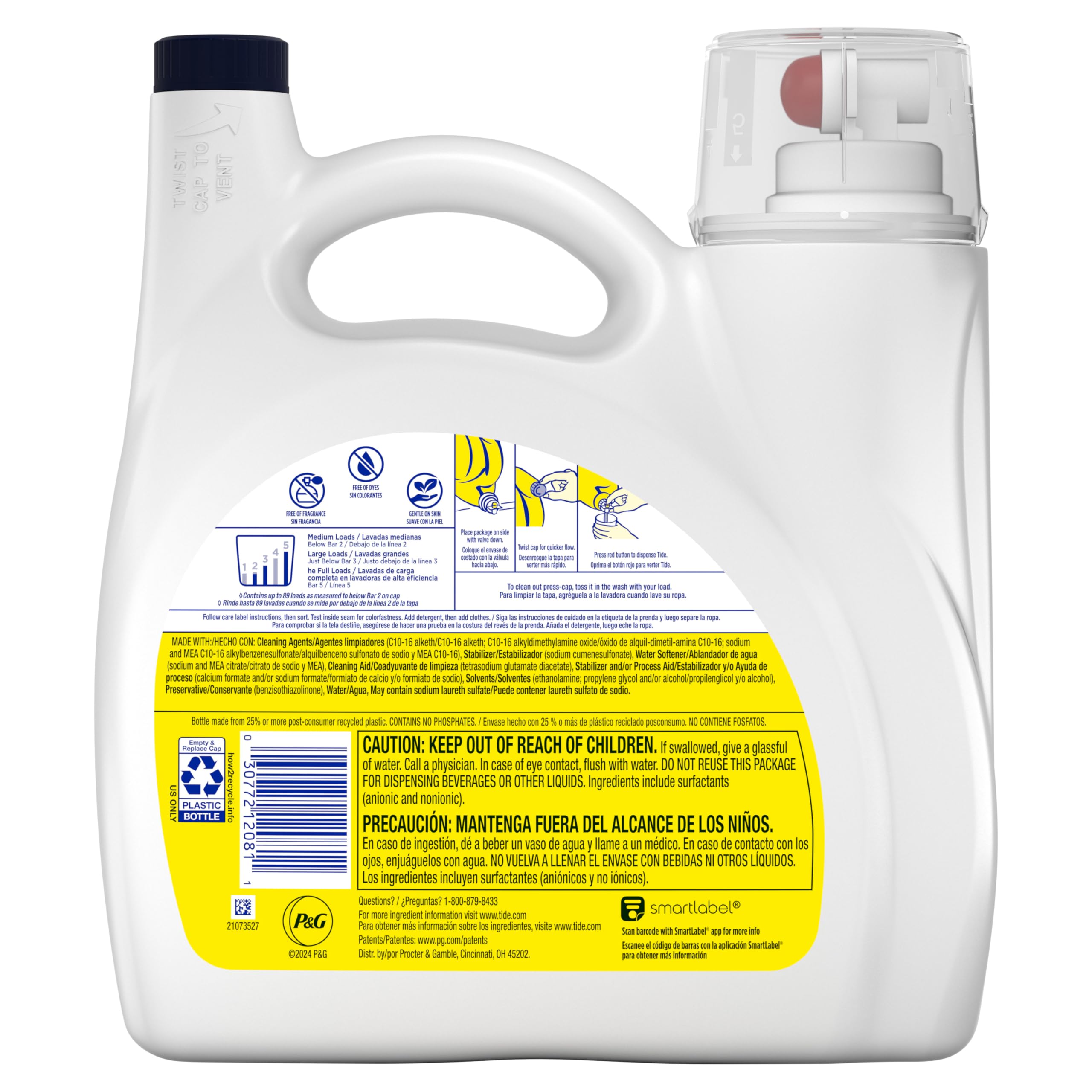 Foto 8 pulgar | Detergente Para Ropa Tide Simply Free & Sensitive, 2,75 L, 89 Cargas - Venta Internacional.