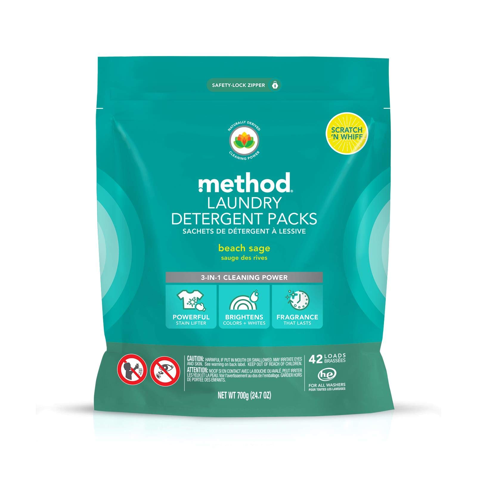 Paquetes De Detergente Para Ropa Method Beach Sage, 42 Unidades, 1 Paquete - Venta Internacional. $1,269