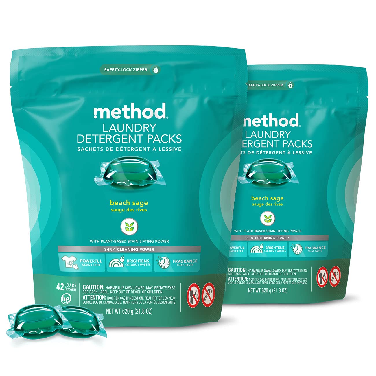 Detergente Para Ropa Method Concentrated Beach Sage, 1,58 L, 66 Cargas - Venta Internacional. $1,188