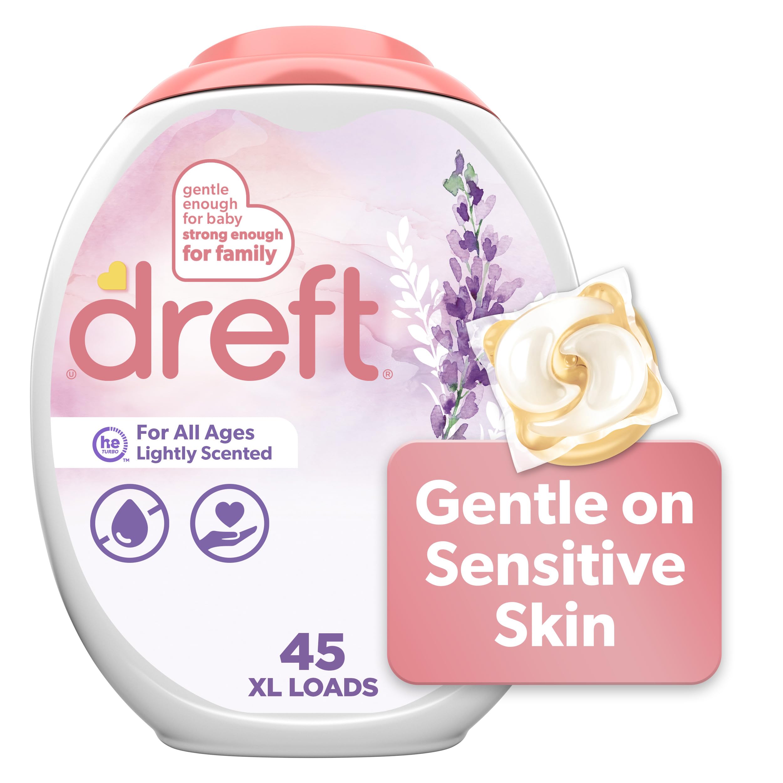 Foto 2 pulgar | Detergente Para Ropa Dreft Xl Pacs Light Scent Lavender, 45 Unidades - Venta Internacional.