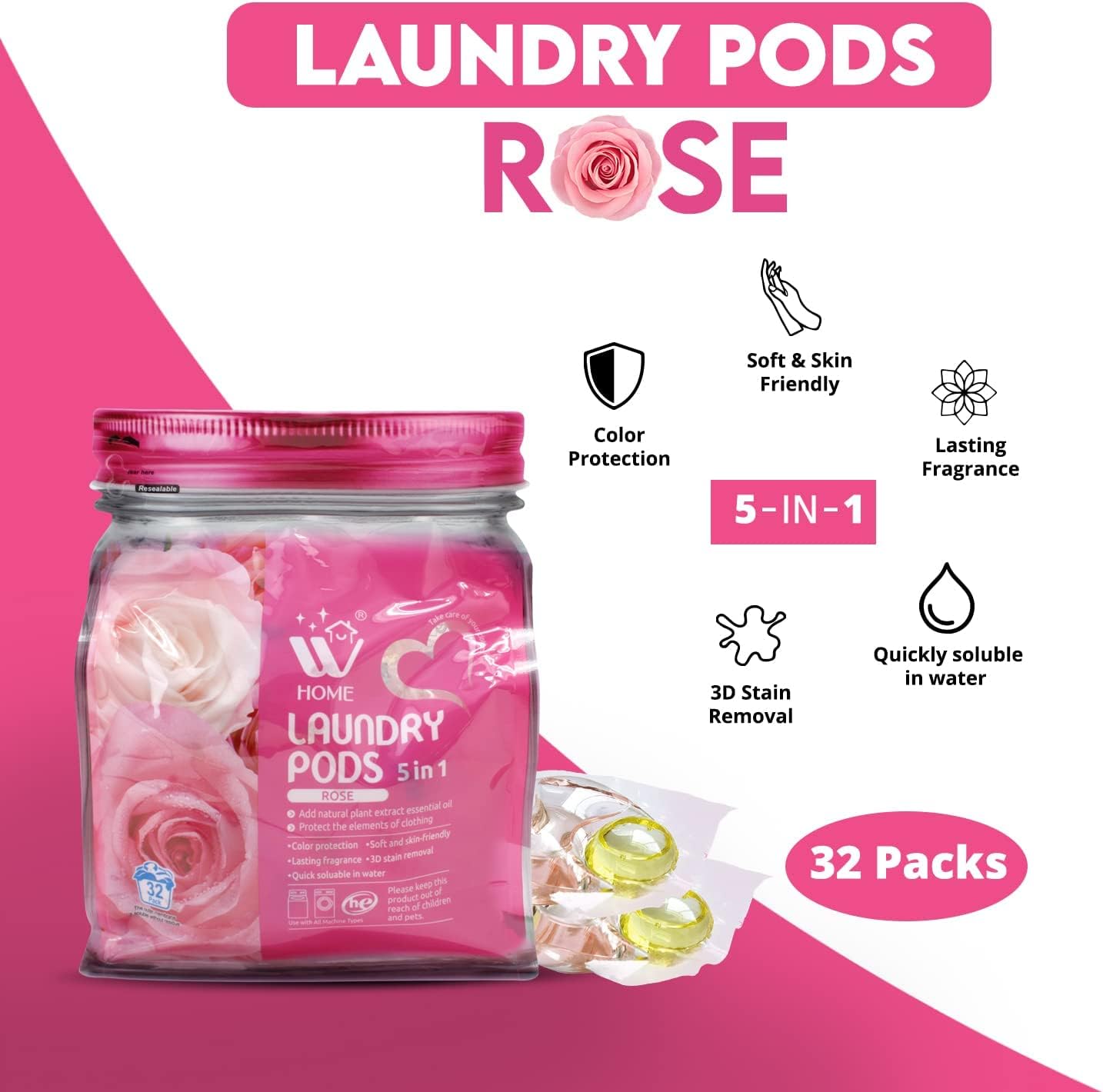Foto 5 pulgar | Laundry Pods Natural Solution, Bolsa 5 En 1, 32 Unidades, He, 32 Ml - Venta Internacional.