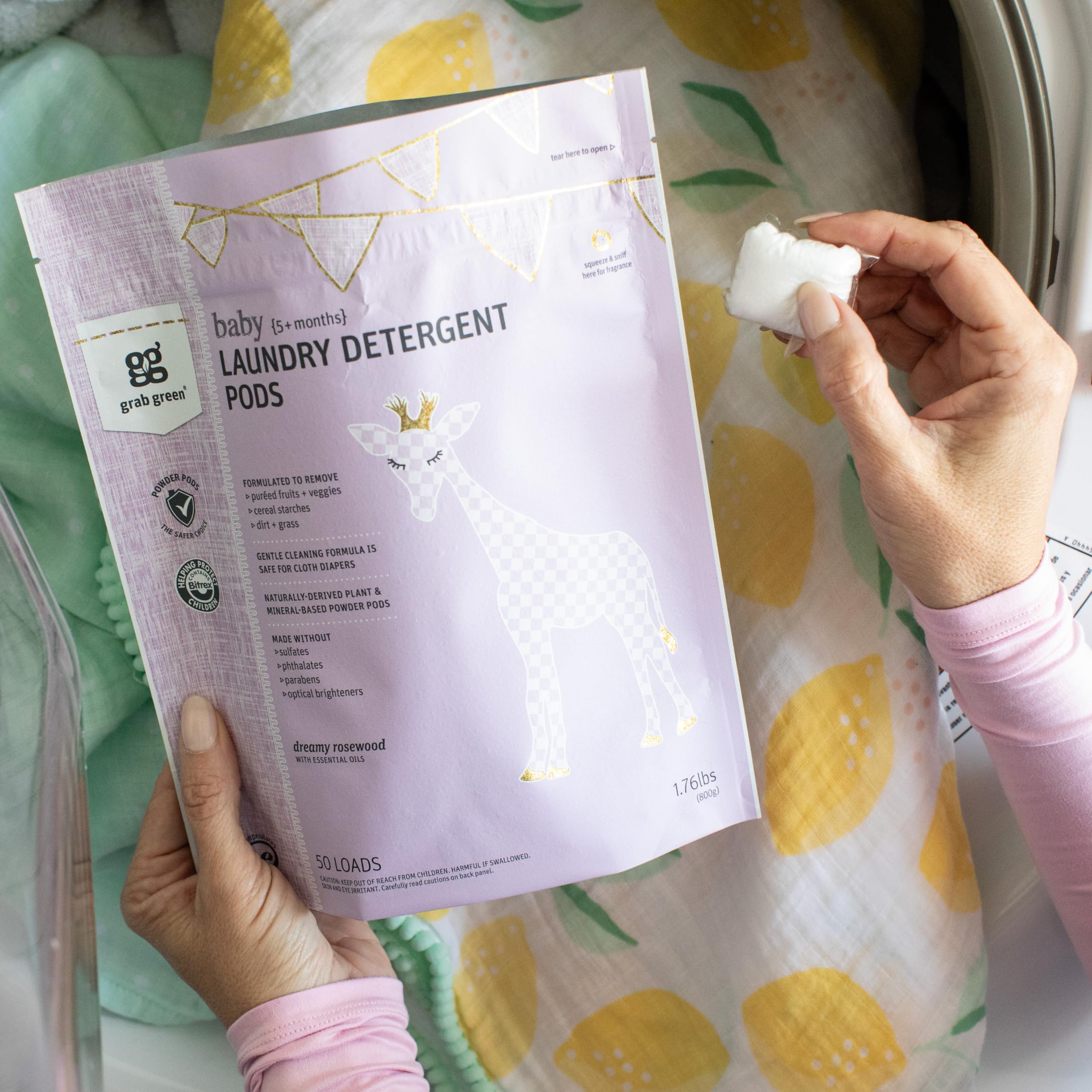 Foto 7 pulgar | Detergente Para Ropa En Cápsulas Grab Green Baby Dreamy Rosewood, 50 Unidades - Venta Internacional.