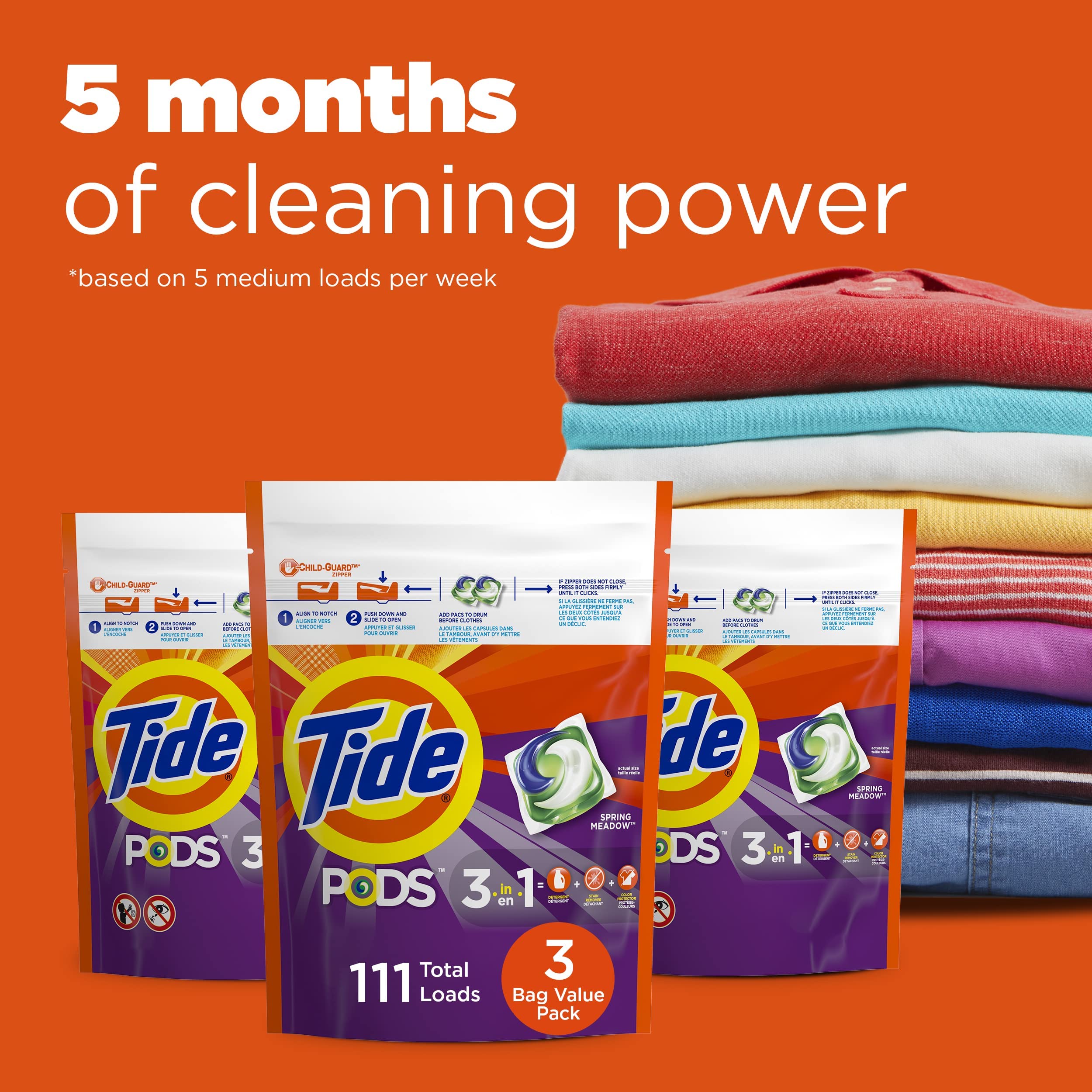 Foto 5 pulgar | Detergente Para Ropa En Cápsulas Tide Pods Spring Meadow  111 Unidades - Venta Internacional.