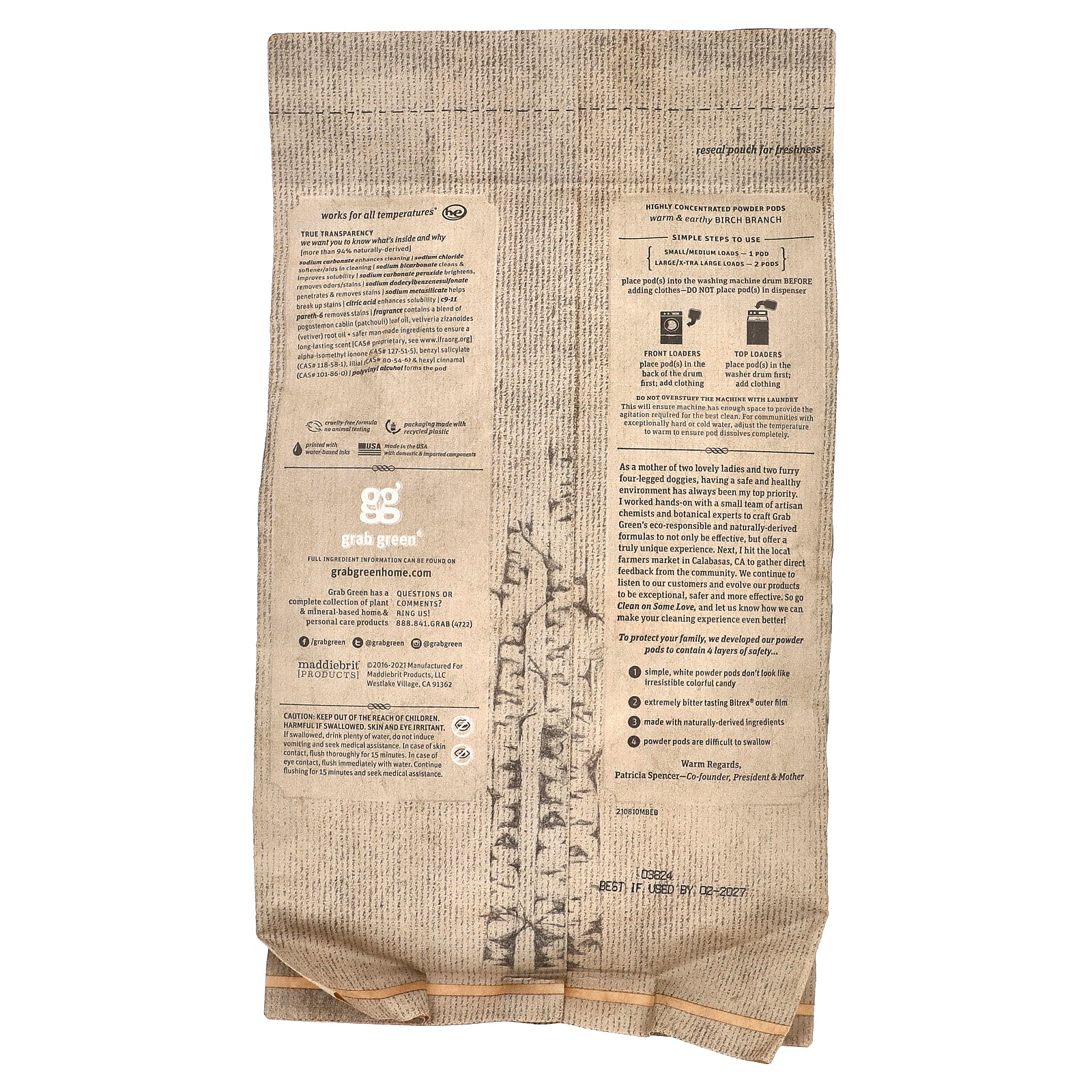 Foto 3 pulgar | Detergente Para Ropa En Cápsulas Grab Green Stoneworks Birch Branch  750 G - Venta Internacional.