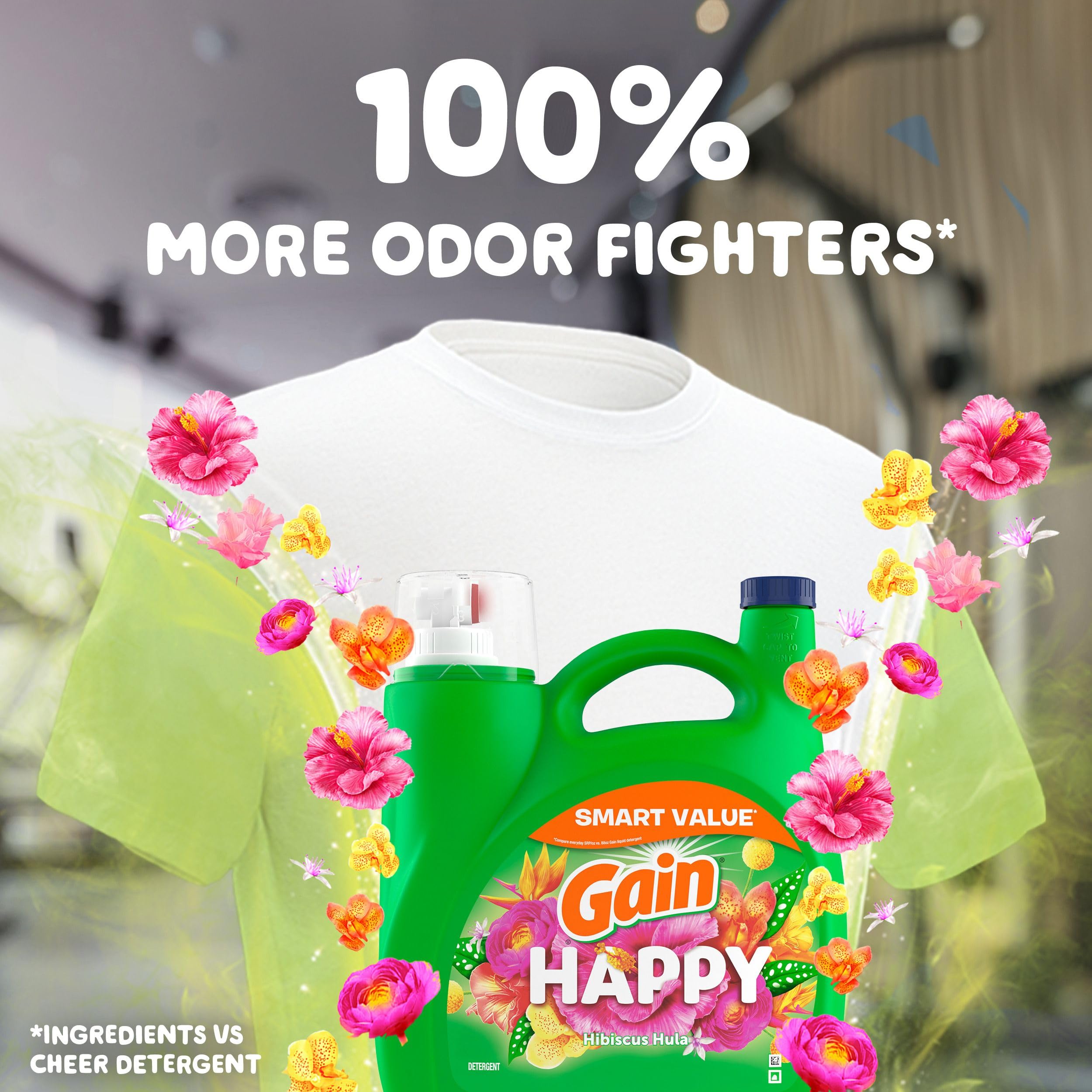 Foto 4 | Detergente Para Ropa Gain Happy Scent  4 5 L  107 Cargas  Compatible Con He - Venta Internacional.