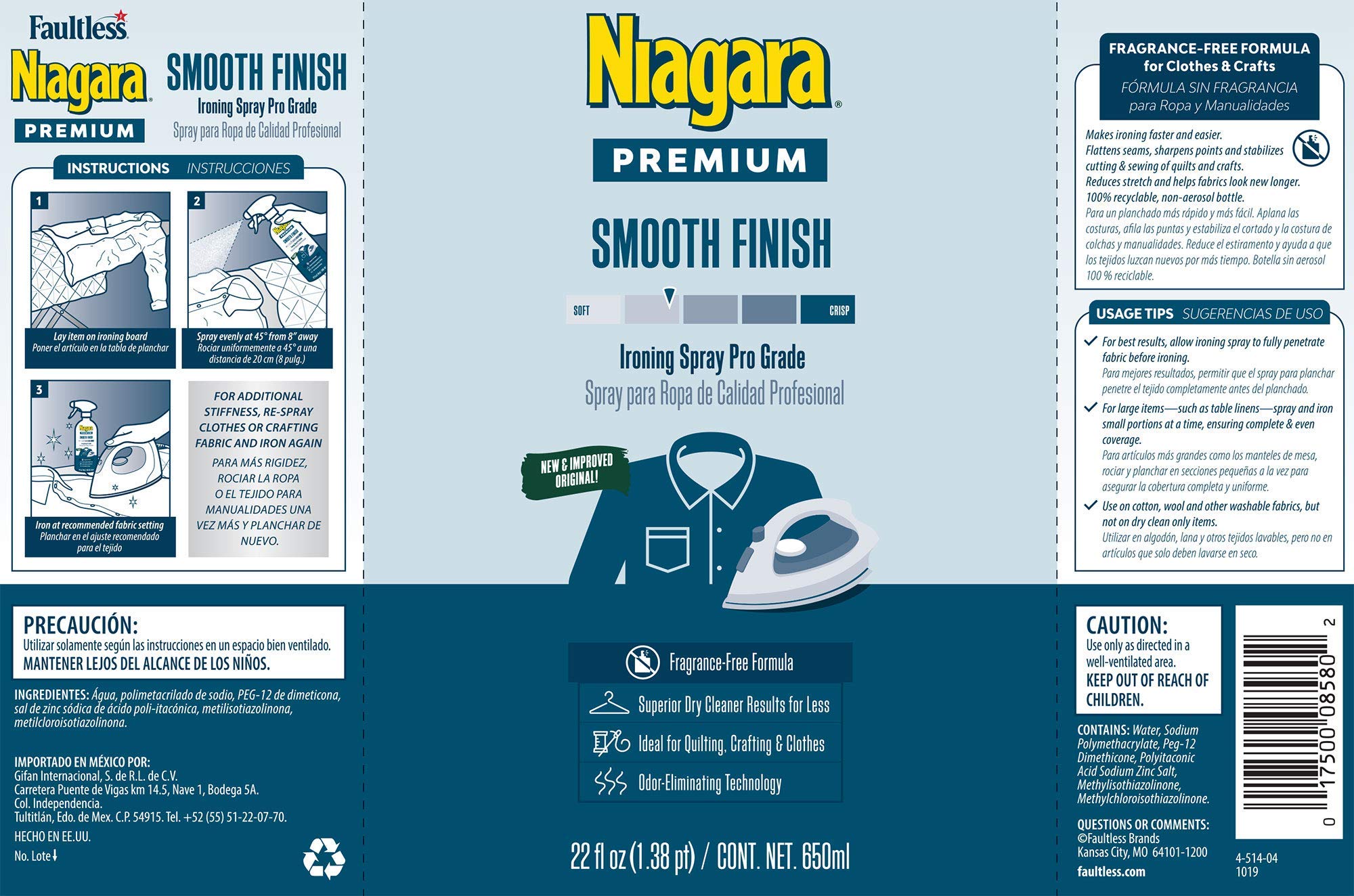 Foto 4 pulgar | Spray Starch Niagara De 650 Ml (6 X 650 Ml) Para Planchar Con Bomba De Gatillo - Venta Internacional.