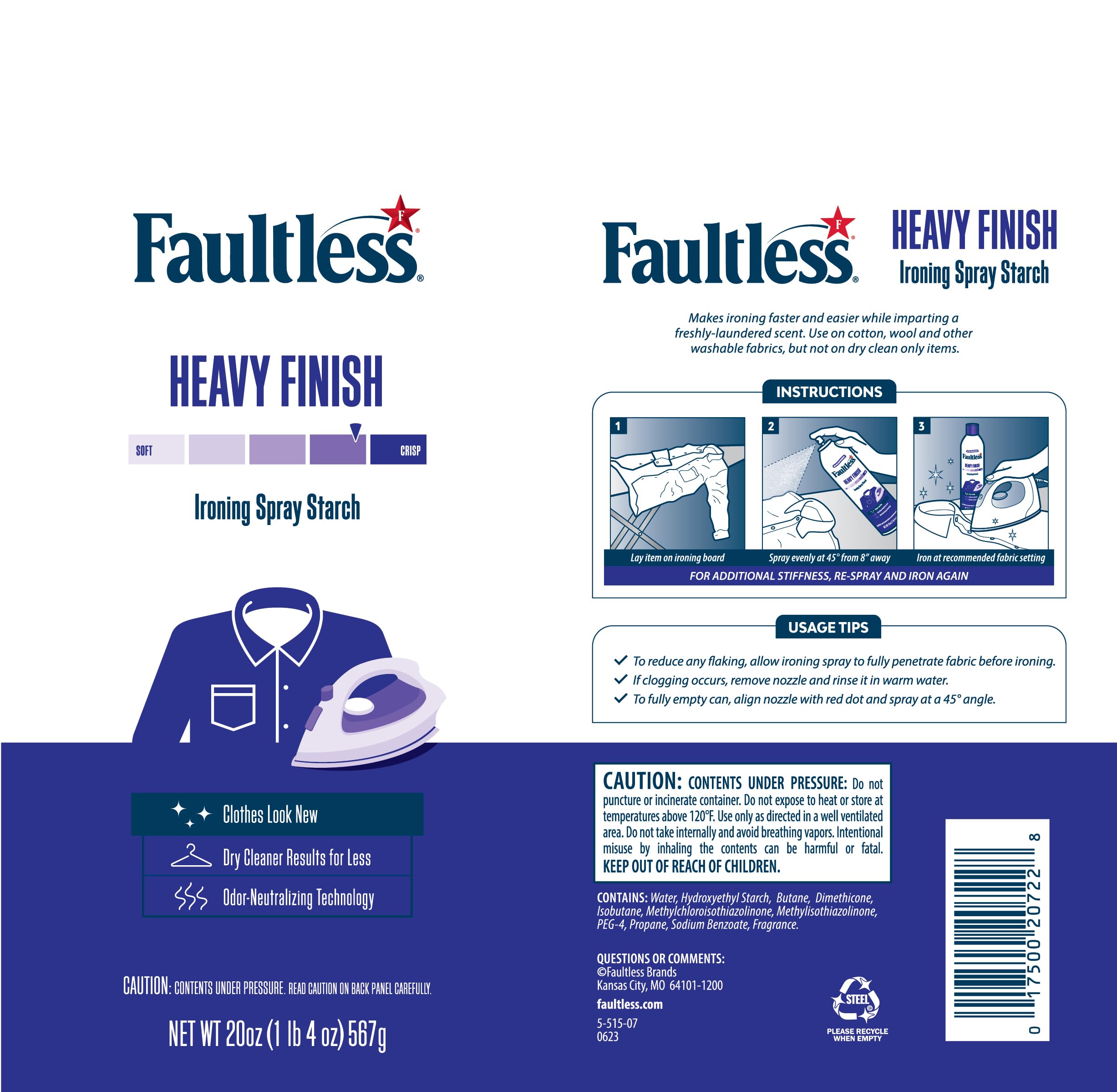 Foto 4 pulgar | Spray Starch Faultless Heavy Hold, 591 Ml (paquete De 3) - Venta Internacional.
