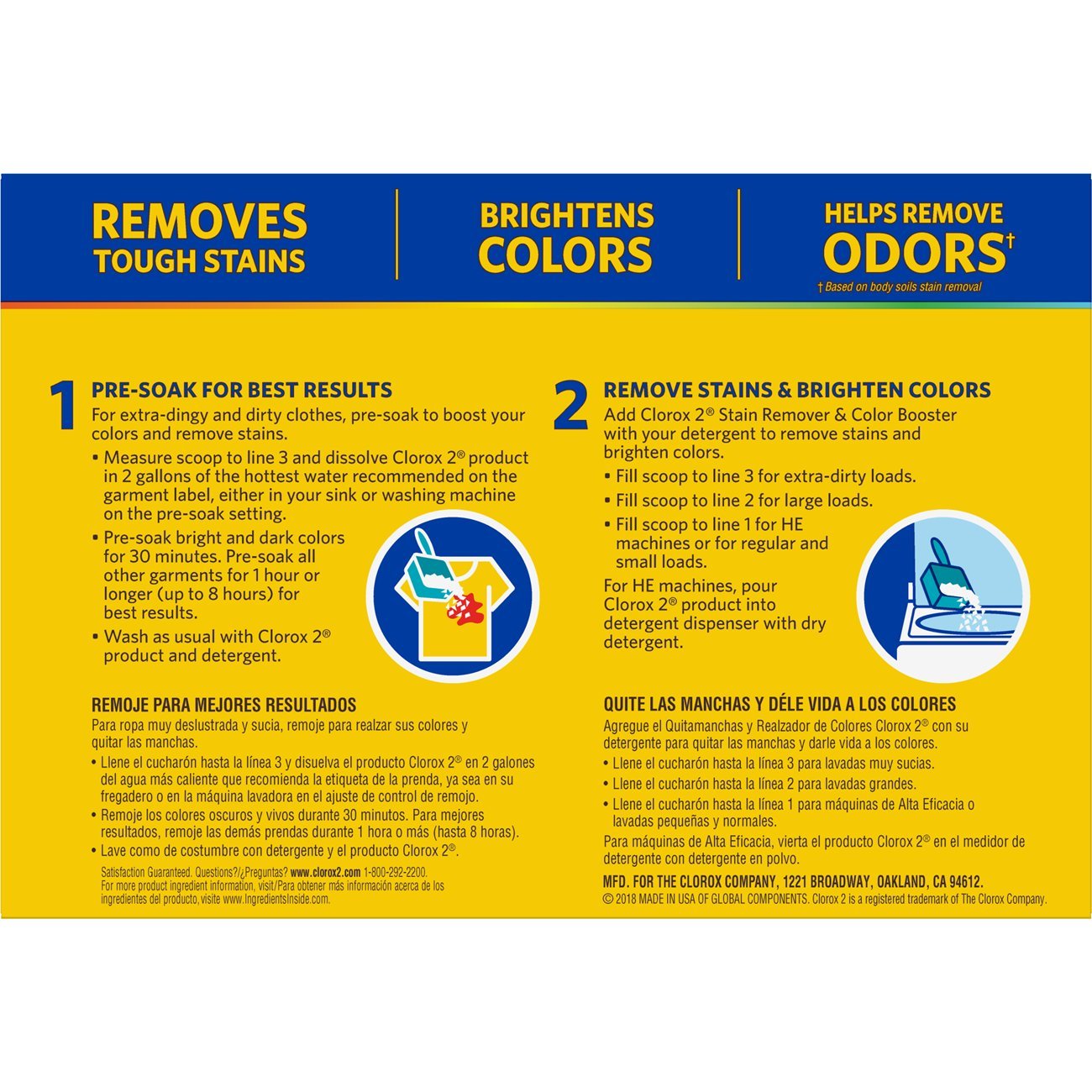 Foto 2 | Quitamanchas Y Potenciador De Color Para Lavandería Clorox 2 1450 Ml - Venta Internacional.