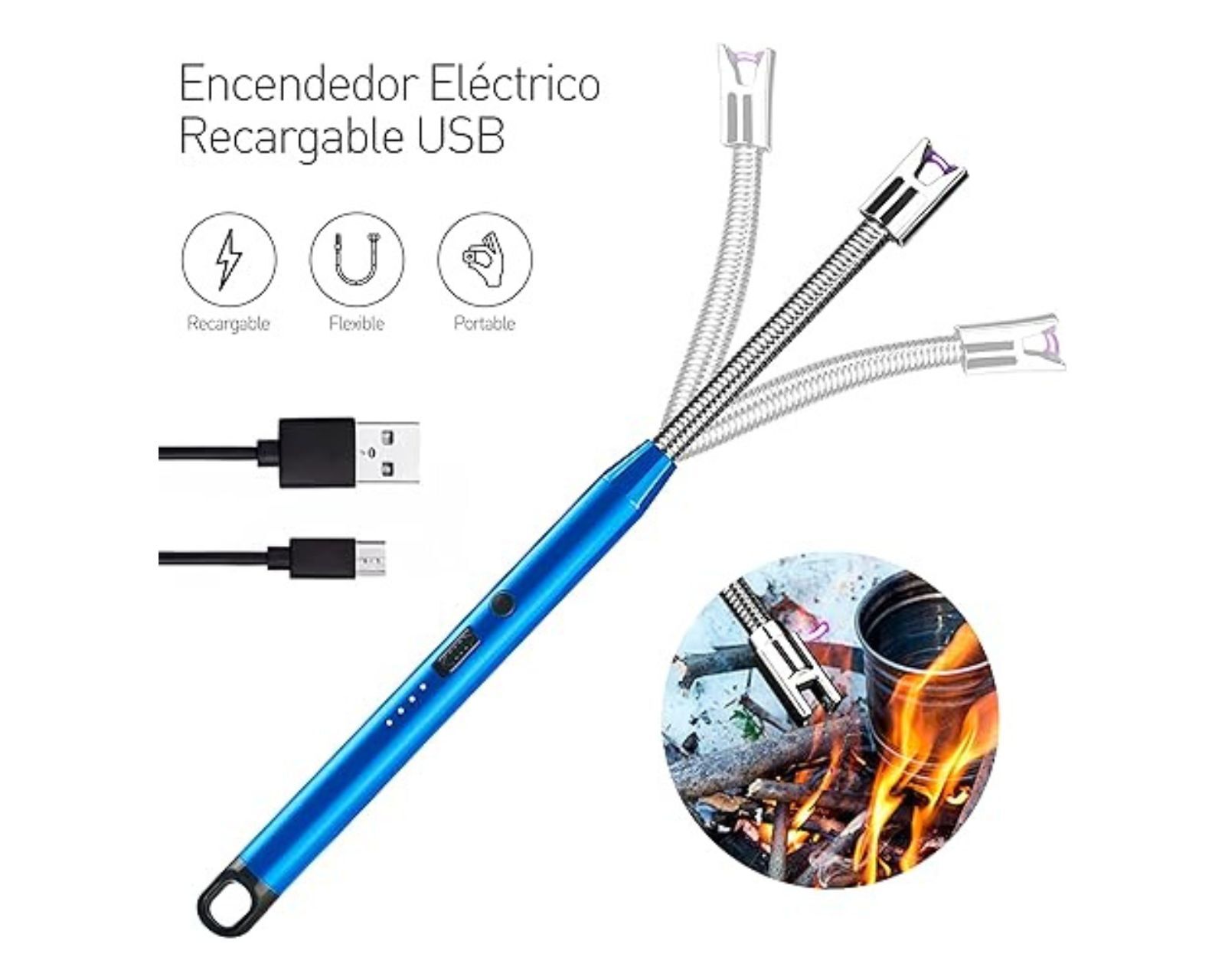 Foto 4 pulgar | Encendedor Electrónico Bluelander Carga Usb con Cuello Flexible Azul