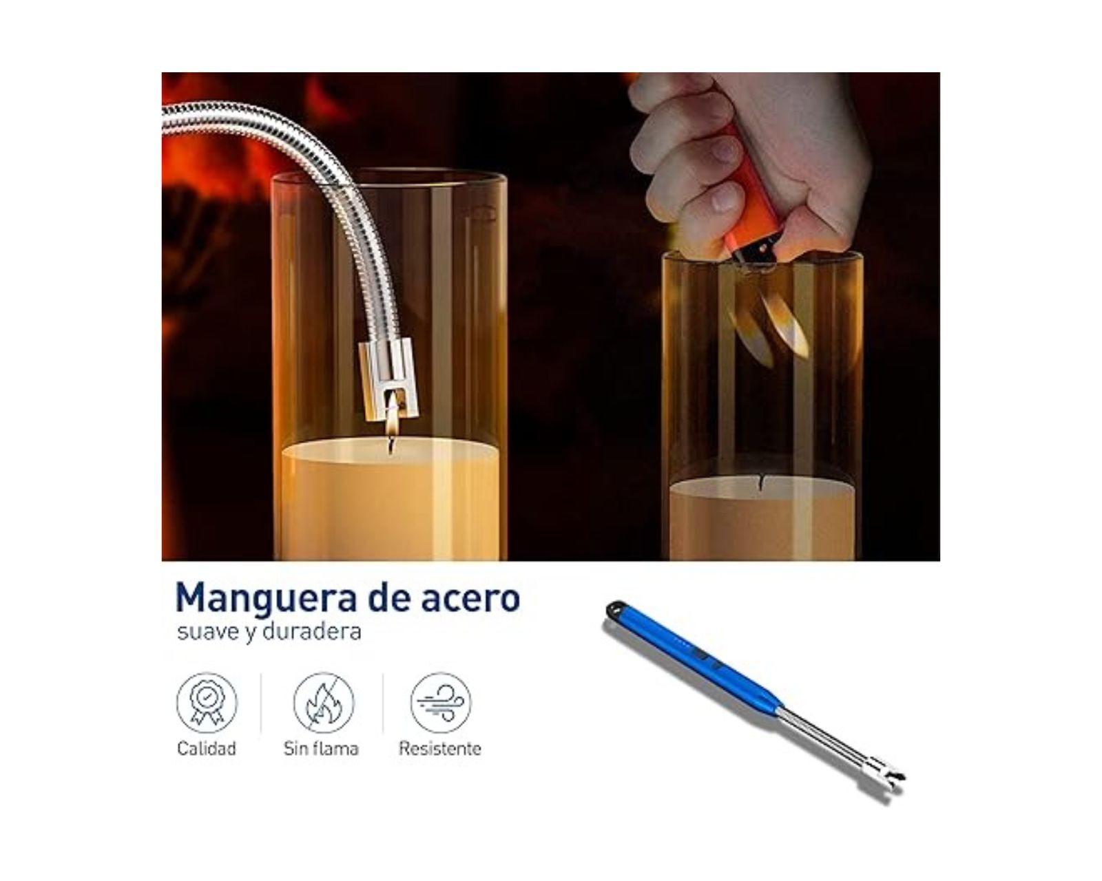Foto 6 pulgar | Encendedor Electrónico Bluelander Carga Usb con Cuello Flexible Azul