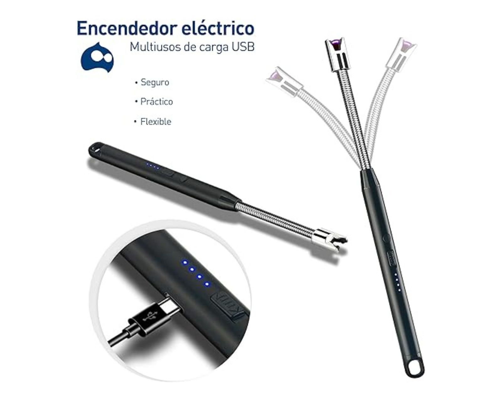 Foto 2 | Encendedor Electrónico Recargable con Cuello Flexible y Resistencia al Viento