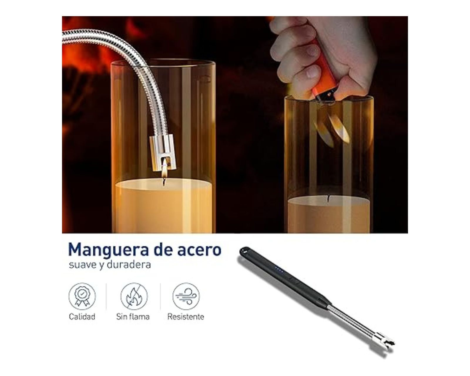 Foto 5 pulgar | Encendedor Electrónico Recargable con Cuello Flexible y Resistencia al Viento