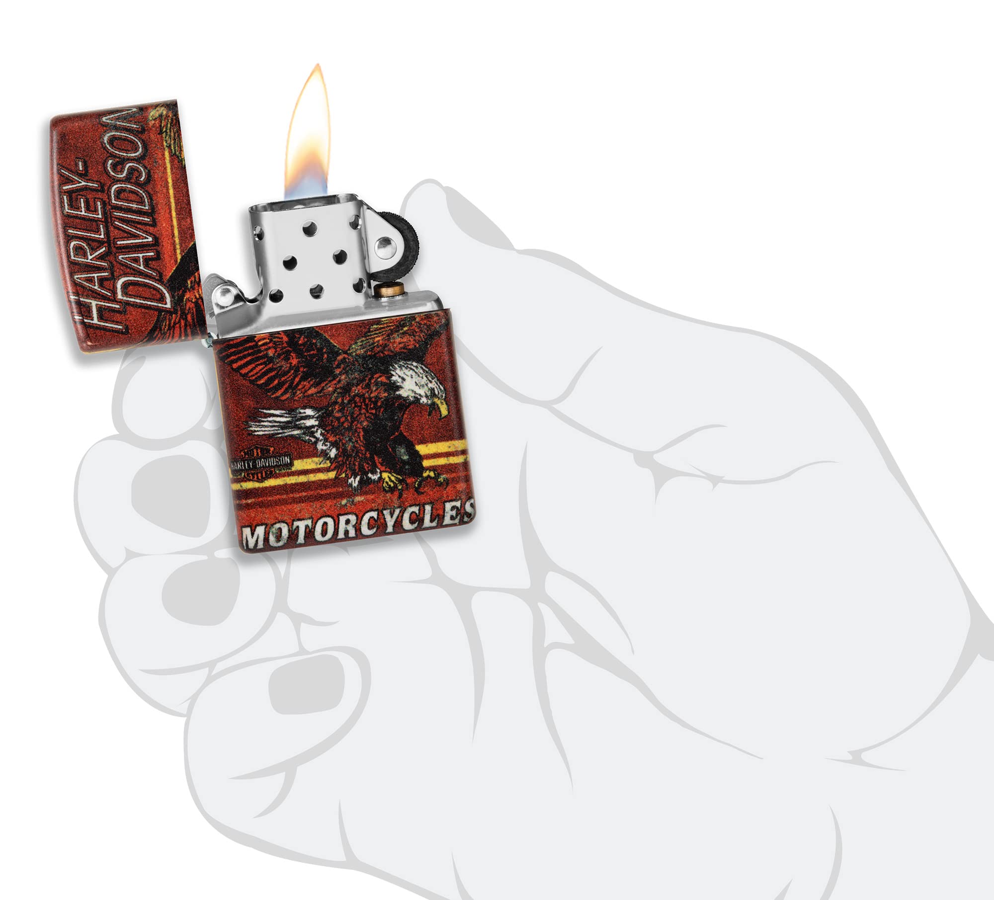 Foto 8 pulgar | Mechero De Bolsillo Zippo Harley-davidson Eagle 540 Color - Venta Internacional.