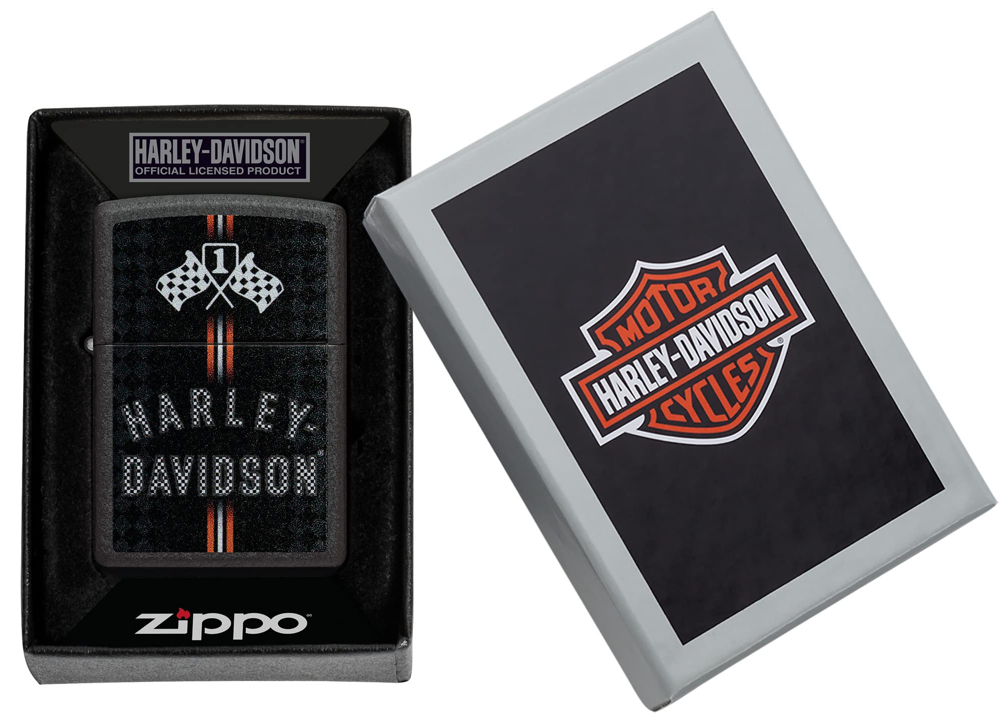 Foto 7 pulgar | Mechero De Bolsillo Zippo Harley-davidson Con Diseño De Banderas A Cuadros - Venta Internacional.