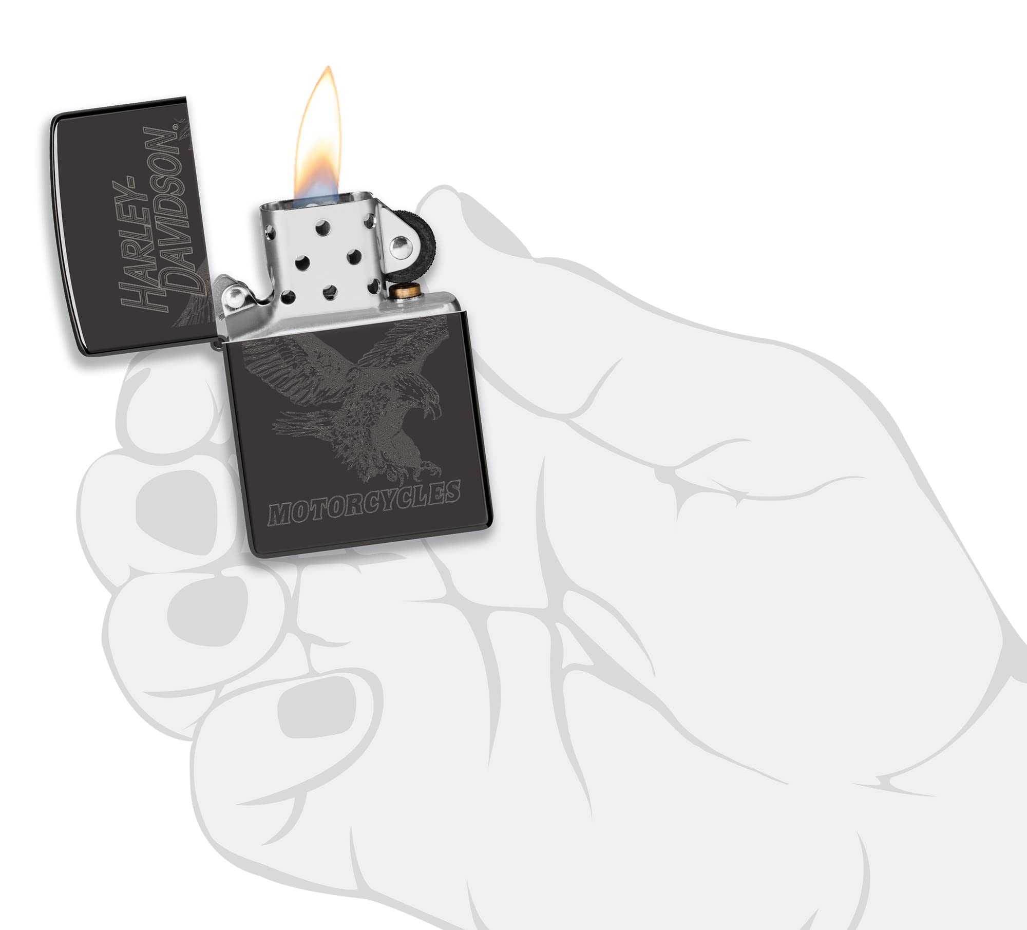Foto 6 pulgar | Mechero De Bolsillo Zippo Harley-davidson Laser Fancy Fill Negro - Venta Internacional.