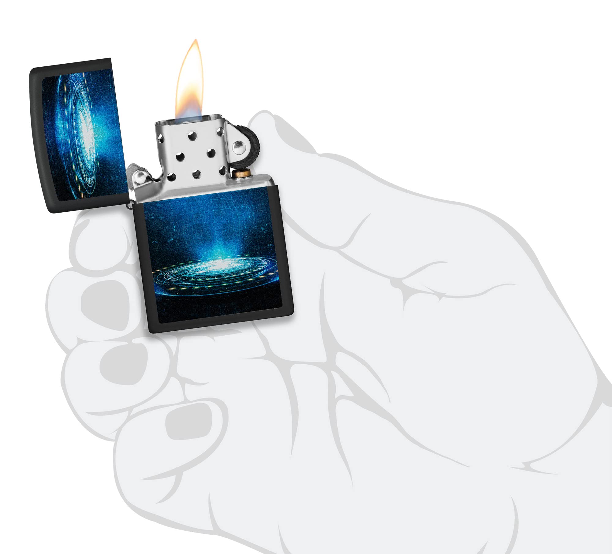 Foto 7 pulgar | Mechero De Bolsillo Zippo Black Light Ufo Flame Design Black Mate - Venta Internacional