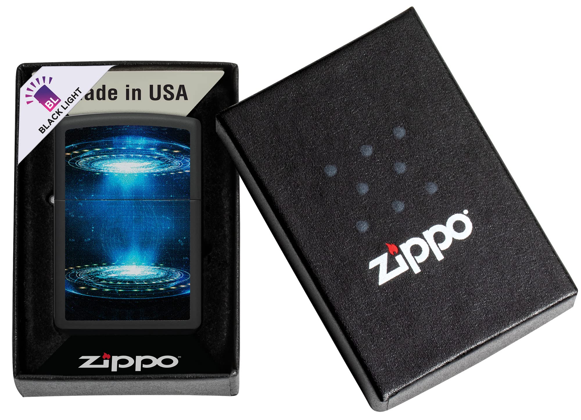 Foto 8 pulgar | Mechero De Bolsillo Zippo Black Light Ufo Flame Design Black Mate - Venta Internacional