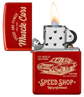 Foto 3 | Mechero De Bolsillo Zippo Muscle Car, Diseño Rojo Metalizado - Venta Internacional.