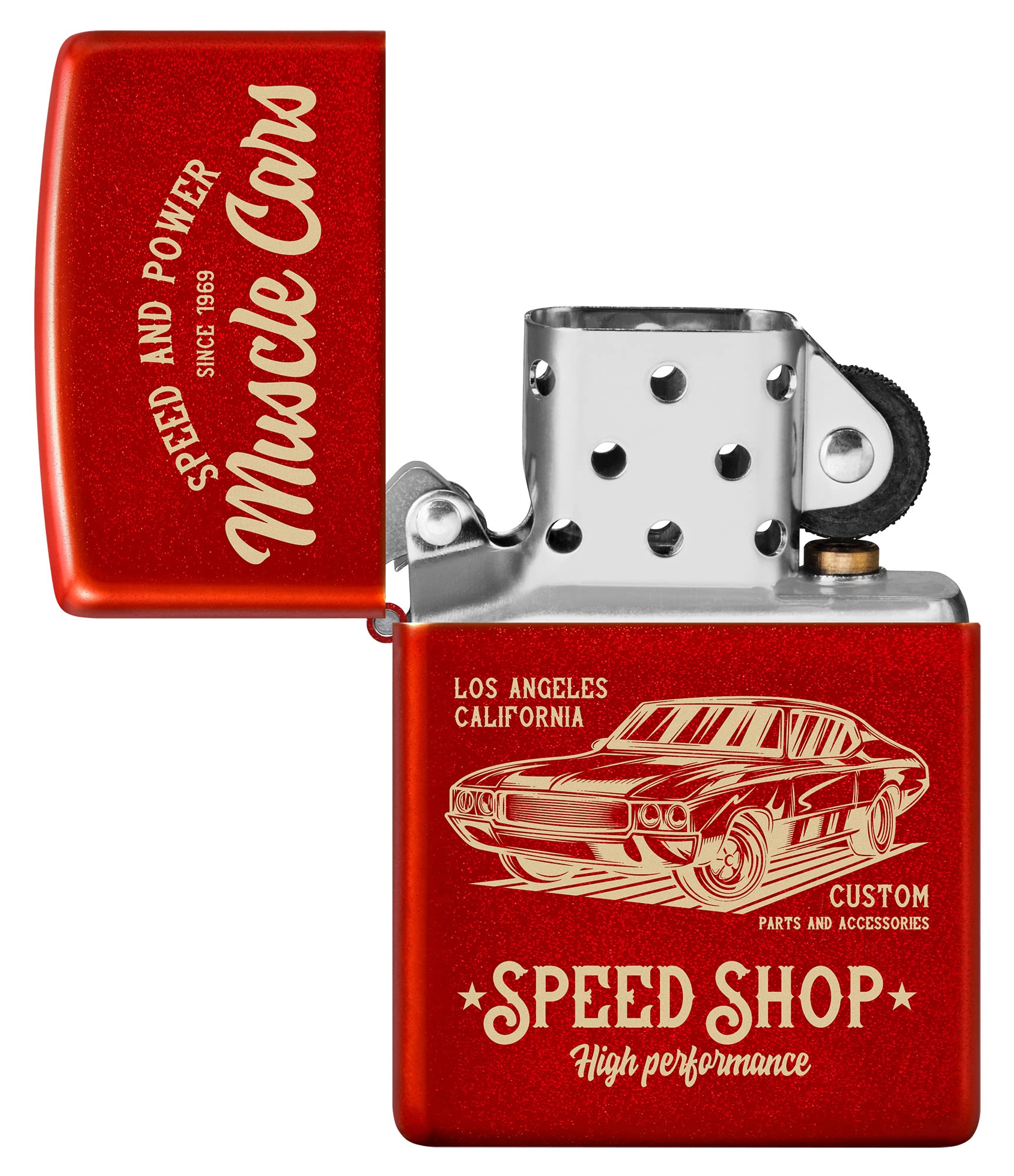 Foto 5 pulgar | Mechero De Bolsillo Zippo Muscle Car, Diseño Rojo Metalizado - Venta Internacional.