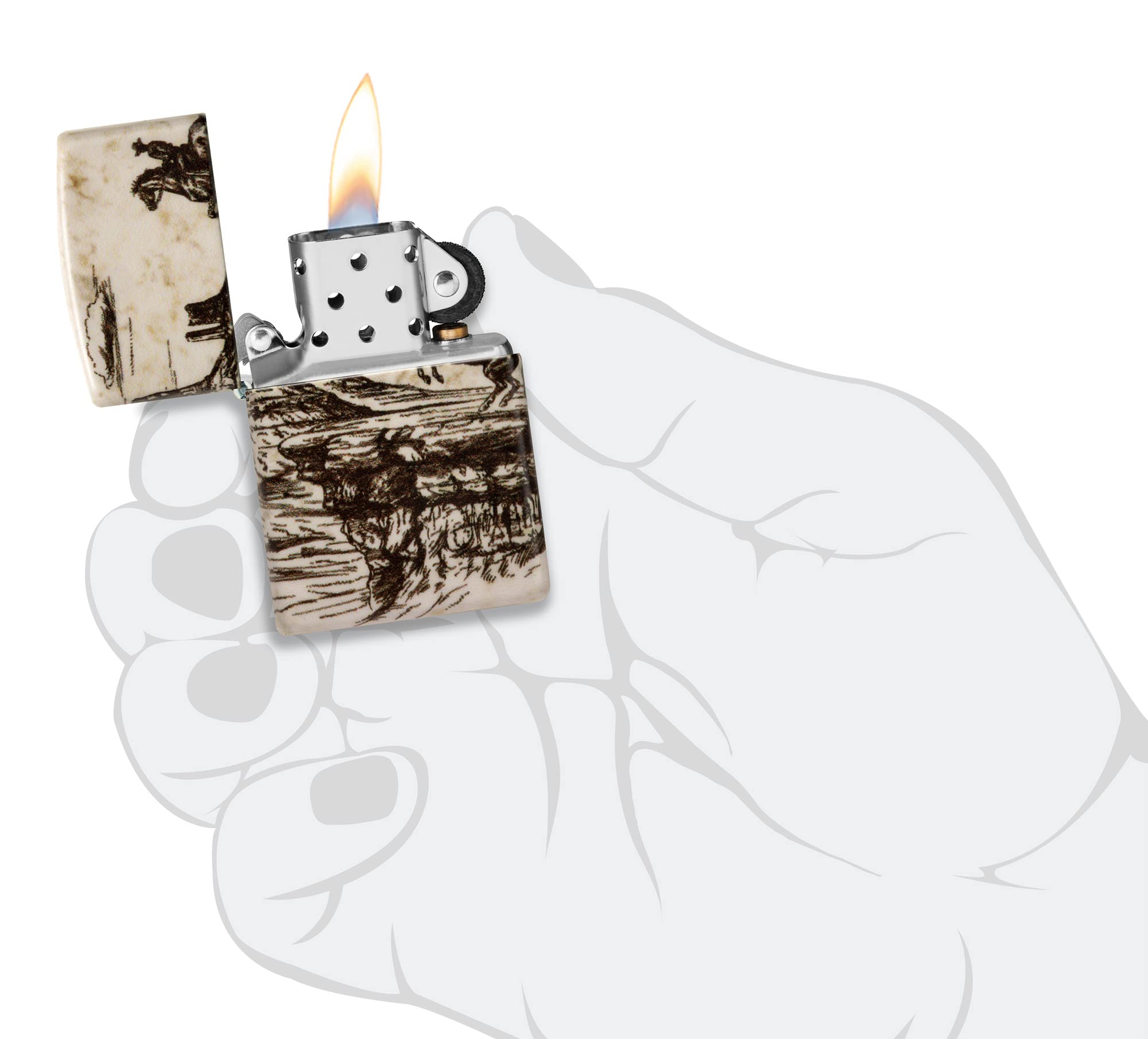 Foto 8 pulgar | Diseño De Escena Del Lejano Oeste De Zippo Más Claro, 540 Colores - Venta Internacional.