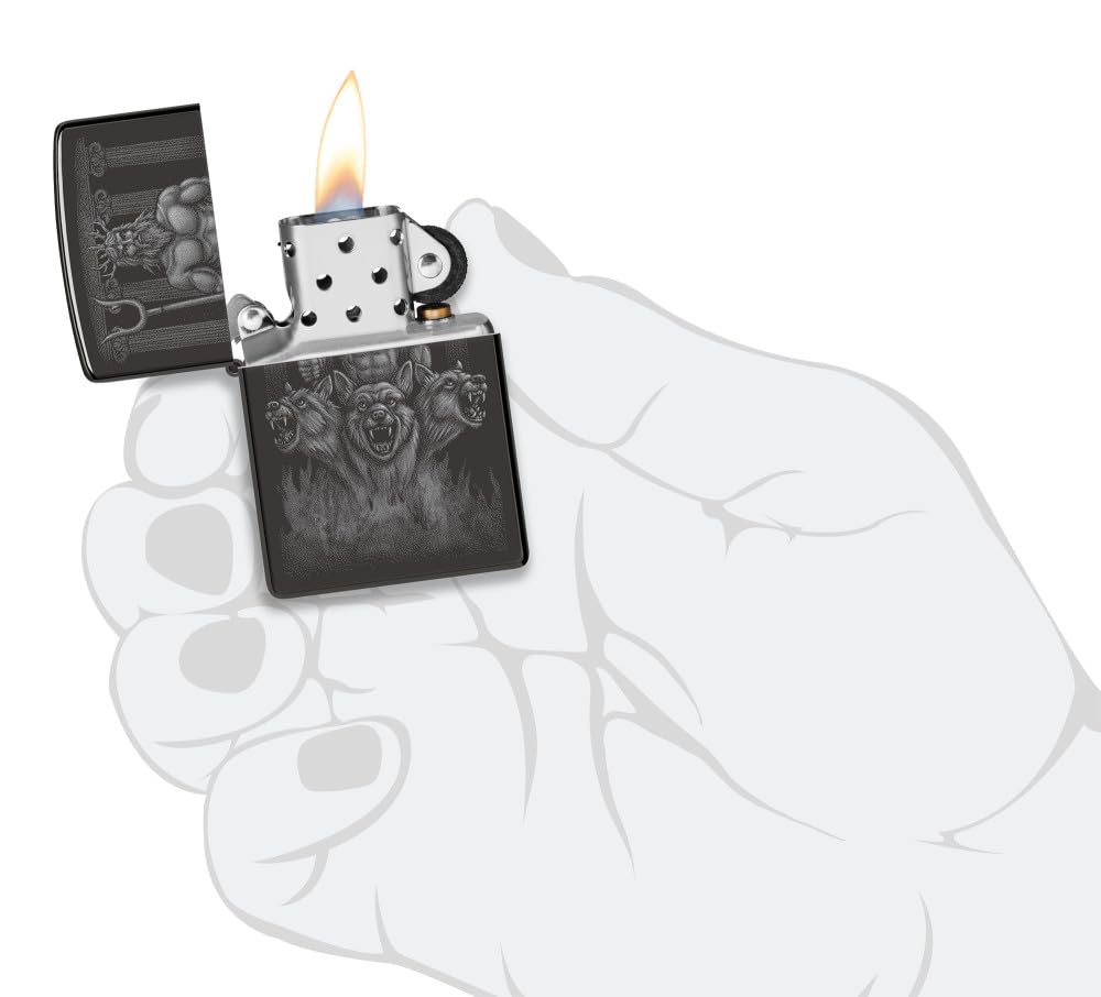 Foto 5 pulgar | Mechero De Bolsillo Zippo, Diseño De Perros Griegos, Color Negro Pulido - Venta Internacional.