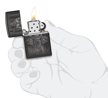 Foto 4 | Mechero De Bolsillo Zippo, Diseño De Perros Griegos, Color Negro Pulido - Venta Internacional.