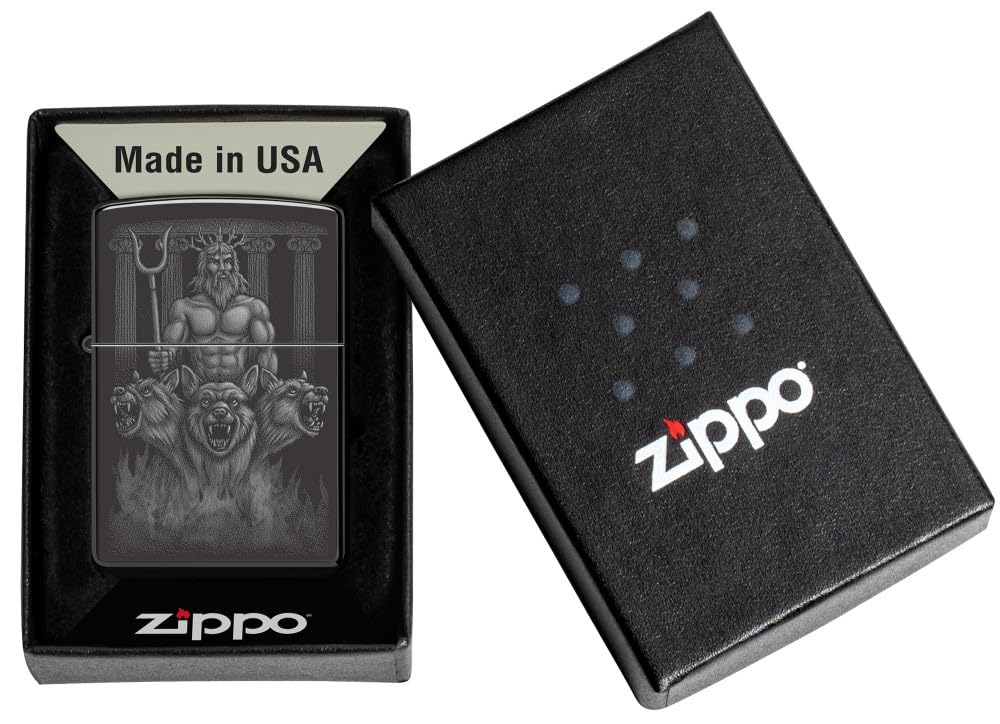 Foto 6 pulgar | Mechero De Bolsillo Zippo, Diseño De Perros Griegos, Color Negro Pulido - Venta Internacional.