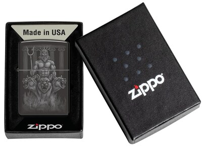 Foto 5 | Mechero De Bolsillo Zippo, Diseño De Perros Griegos, Color Negro Pulido - Venta Internacional.