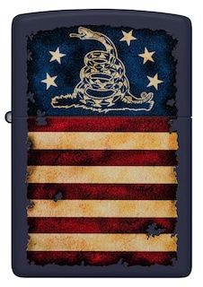 Foto 2 | Mechero De Bolsillo Zippo Don't Tread On Me Con La Bandera De Ee. Uu., Color Azul Marino Mate - Venta Internacional.