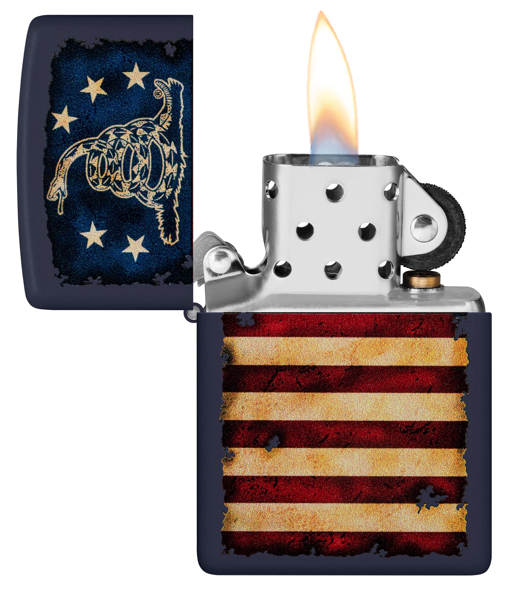 Foto 4 pulgar | Mechero De Bolsillo Zippo Don't Tread On Me Con La Bandera De Ee. Uu., Color Azul Marino Mate - Venta Internacional.
